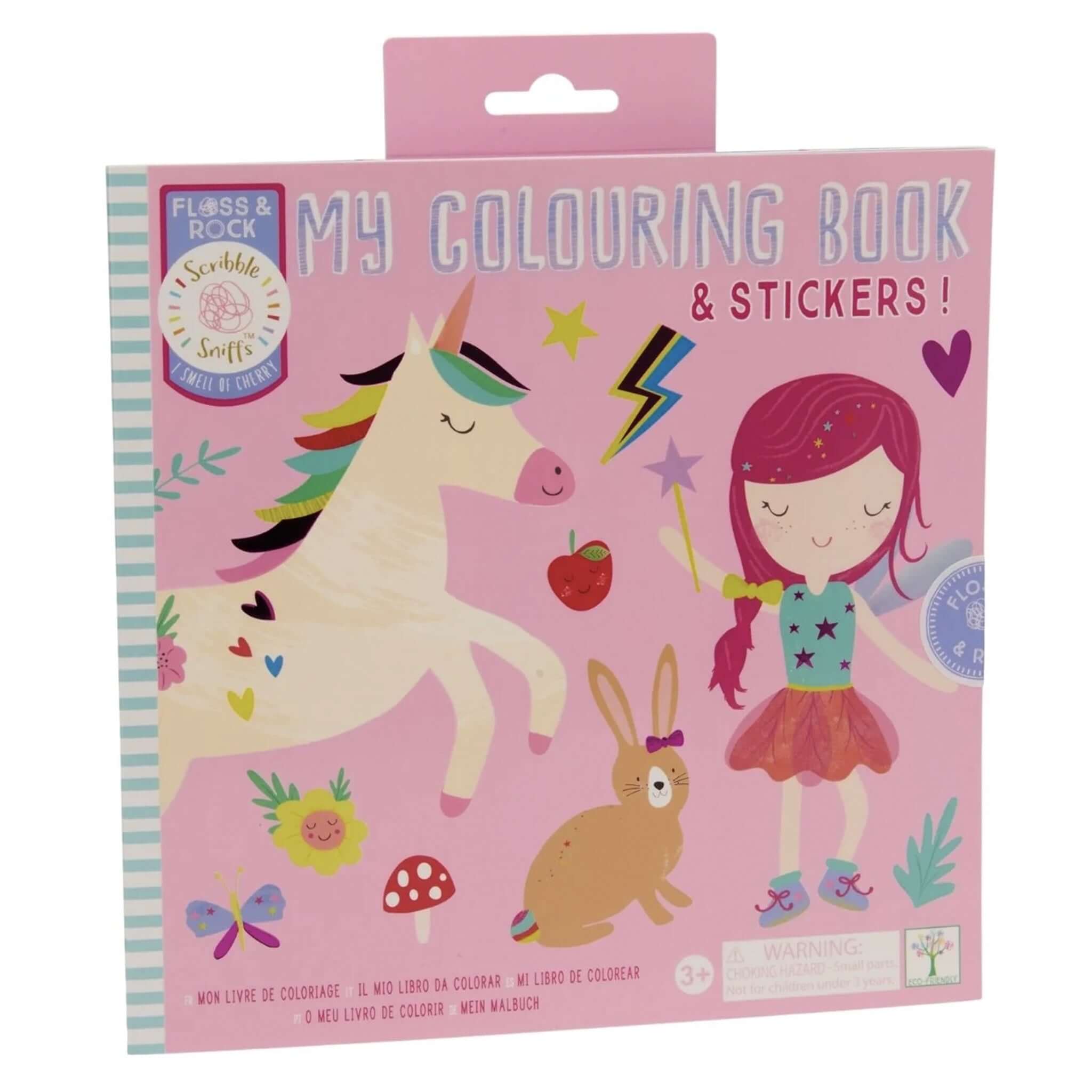 Floss & Rock My Colouring Book Scribble Sniff - Rainbow Fairy colouring book with stickers, unicorn and fairy cover for kids creative fun