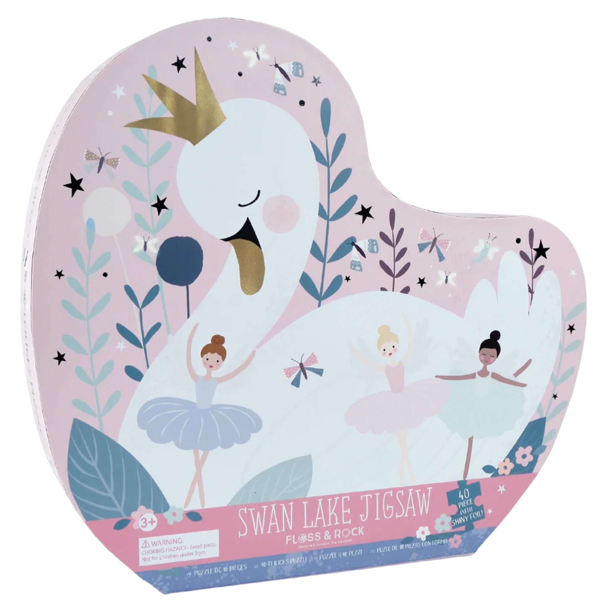 Floss & Rock Swan Shaped Jigsaw Puzzle - Enchanted featuring a beautiful swan design and ballet fairies.