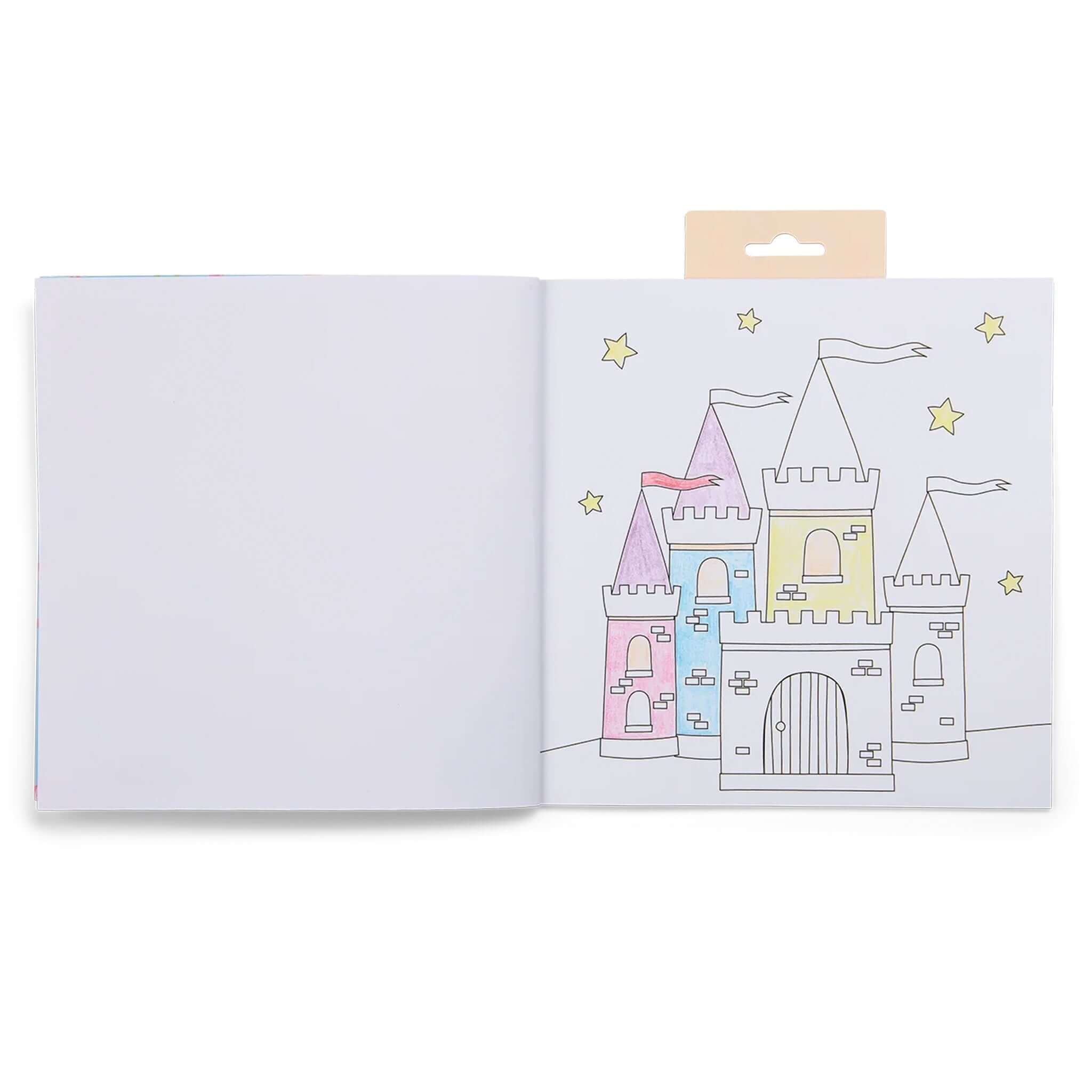 Floss & Rock My Colouring Book Scribble Sniff - Princess open page featuring a castle design ready for coloring.