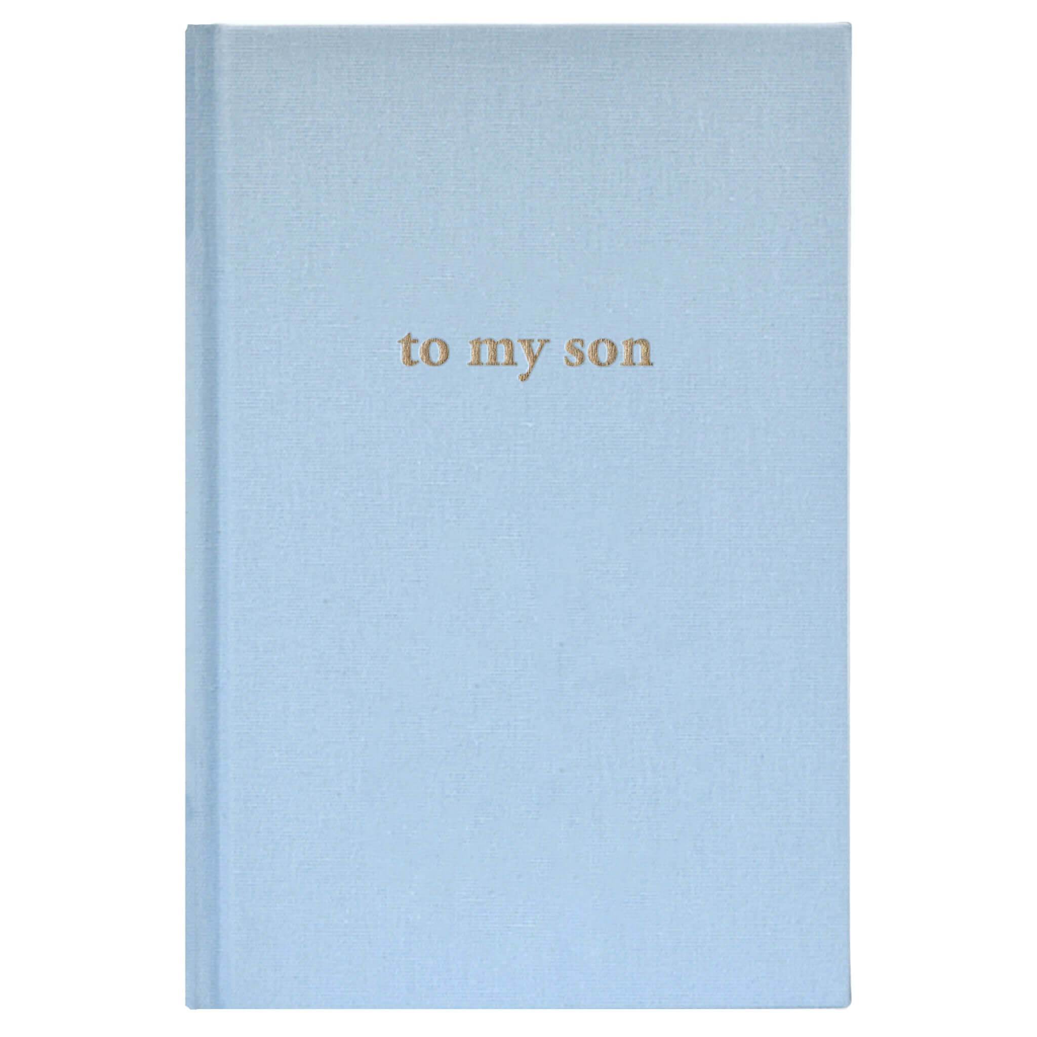 Alt Tag: Forget Me Not Baby Journal - To My Son Vintage Blue vintage blue linen baby memory book with gold-foil title cover