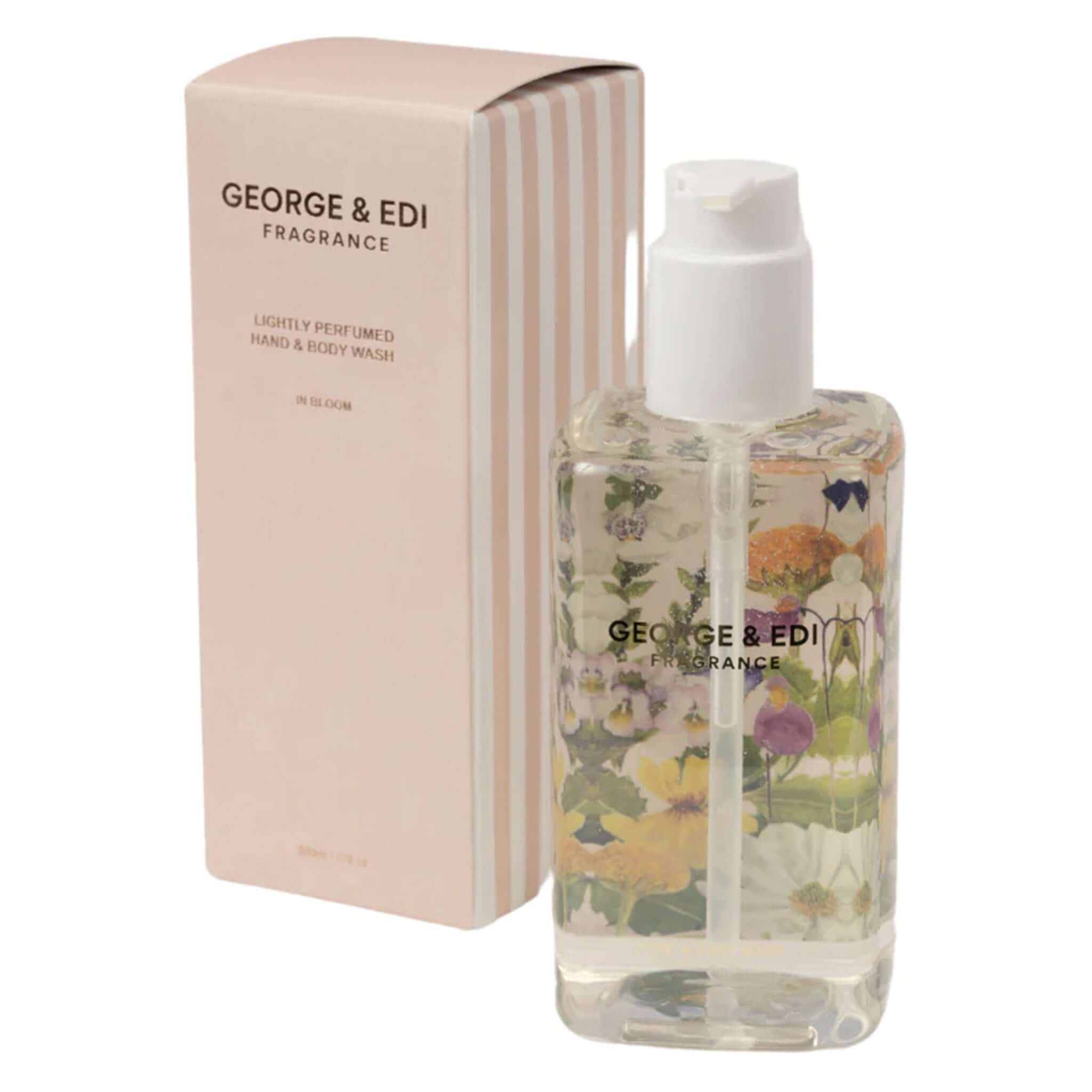 George & Edi Fragrance Hand & Body Wash - In Bloom in a beautifully designed bottle with floral packaging.