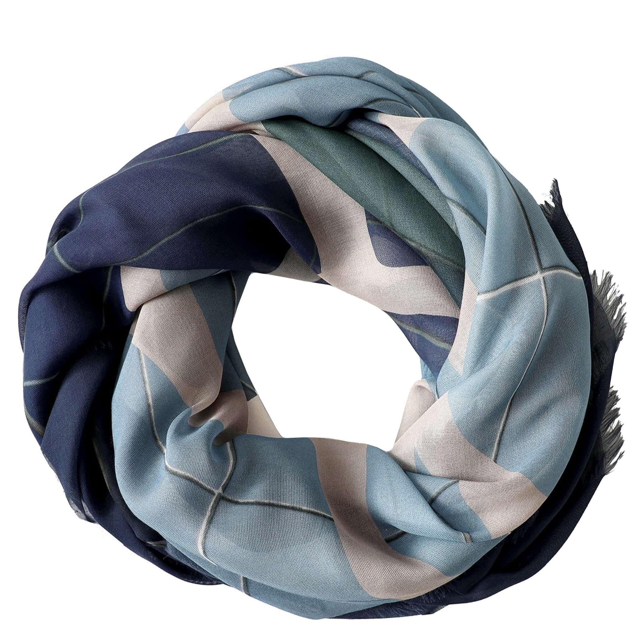 Multicolored scarf with a pattern on a white background