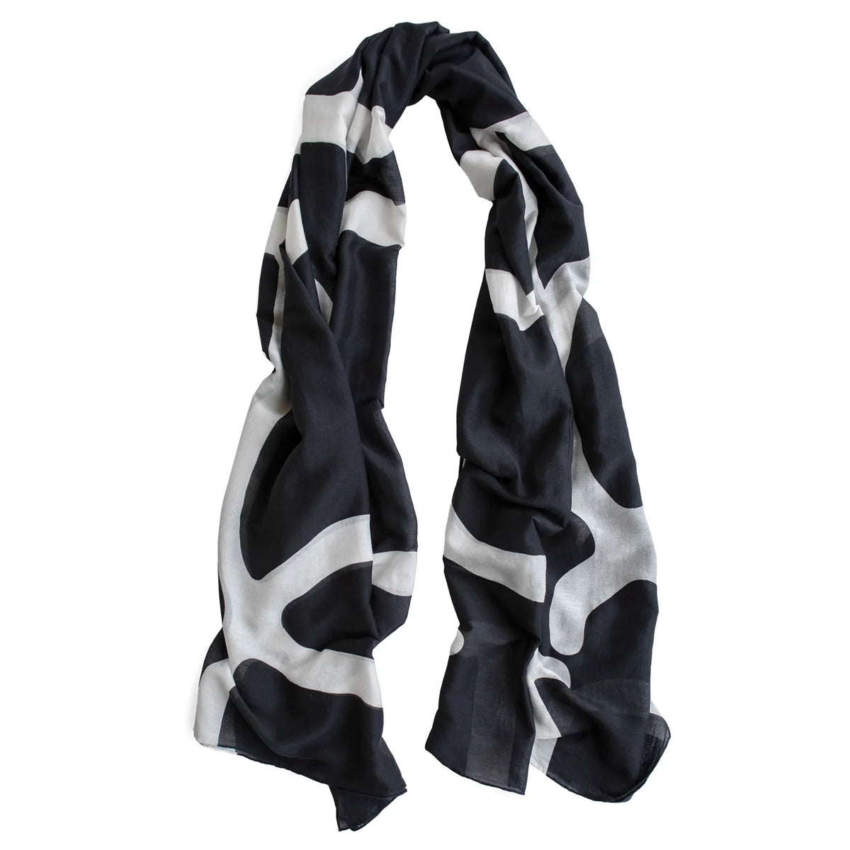 Good & Co Giant Silk & Cotton Sarong - Black, full sarong view