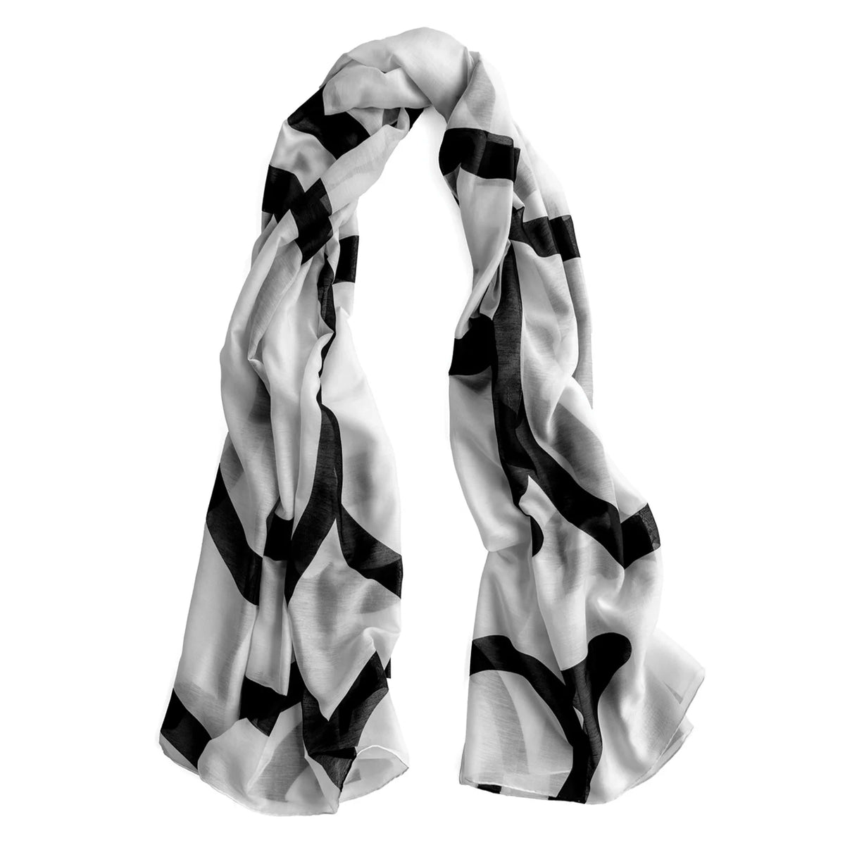 Good & Co Giant Silk & Cotton Sarong - White, full sarong view