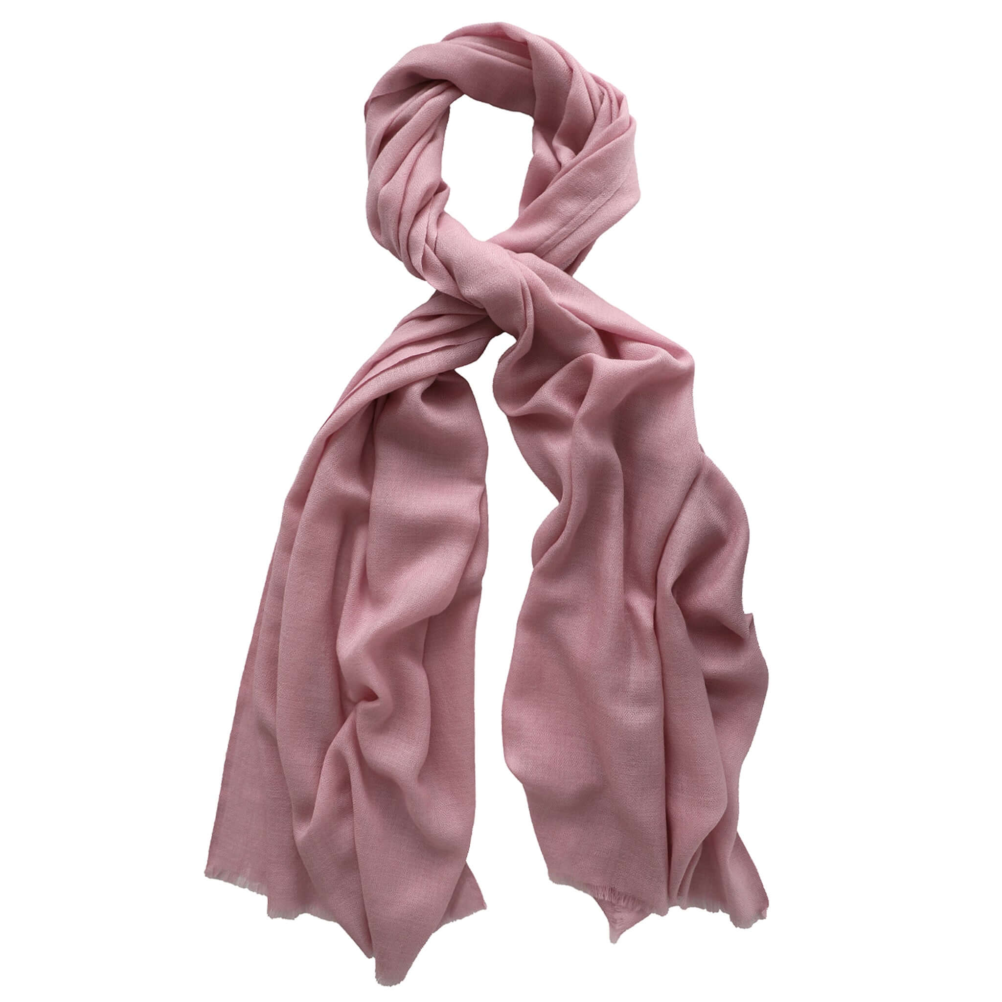 Good & Co Plain Wool Scarf - Dusty Pink elegantly draped, showcasing its soft texture and delicate weave.