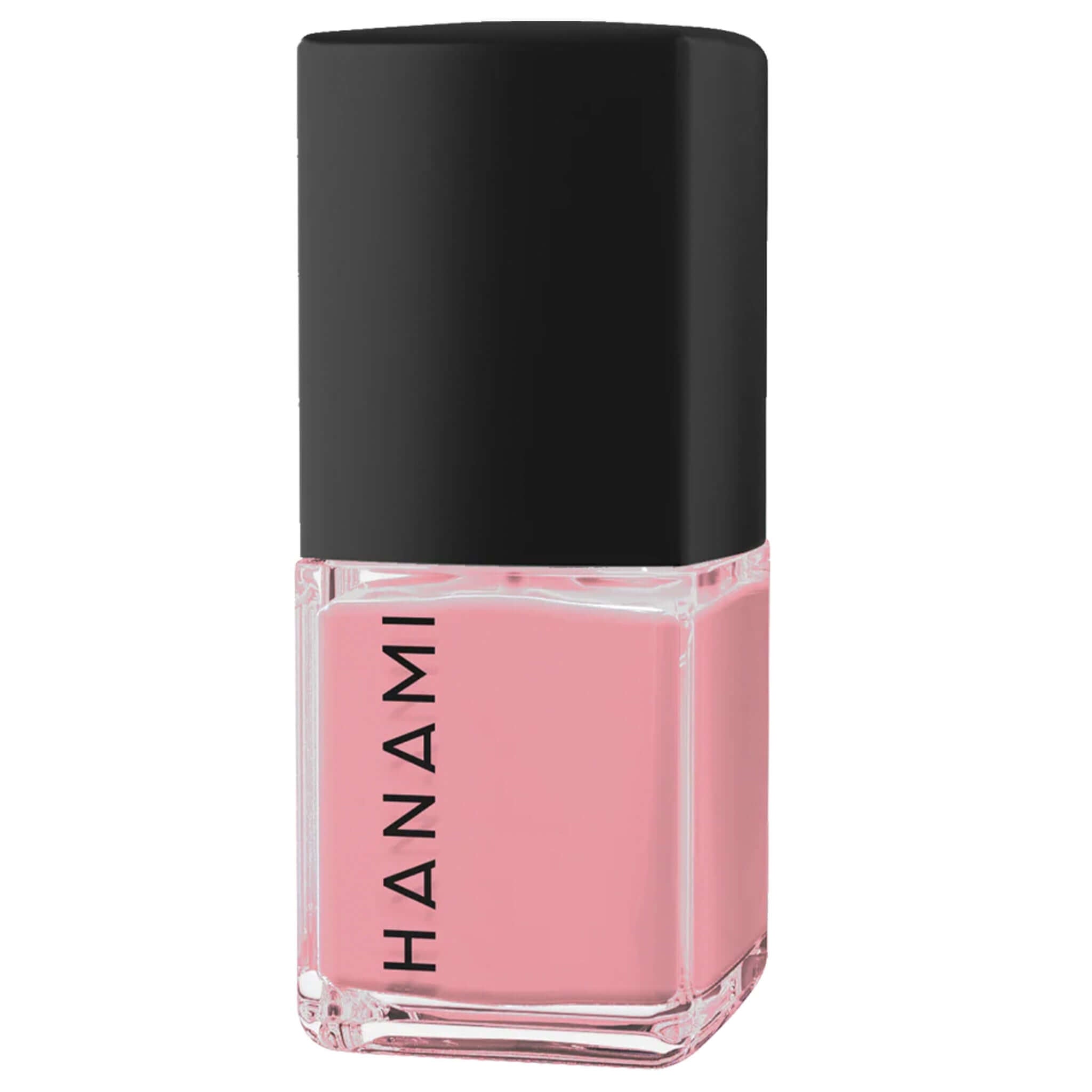 Alt Tag: Hanami Plant Based Nail Polish - Pink Moon vegan 21-free non-toxic breathable plant-based pink nail polish 15ml bottle