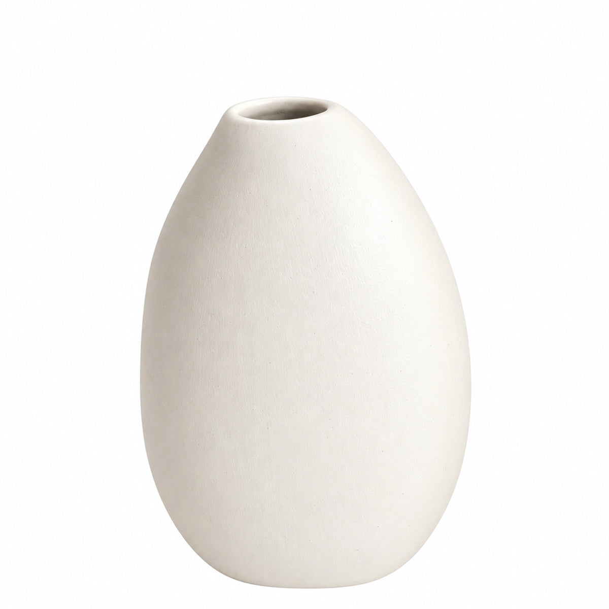 Harmie Ceramic Pipi Vase - White, sculptural white ceramic vase, front view