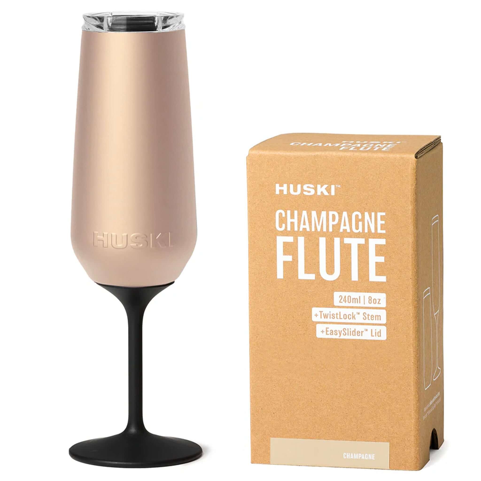 Huski Champagne Flute - Champagne with box, double-walled, vacuum insulated, ideal for sparkling occasions.