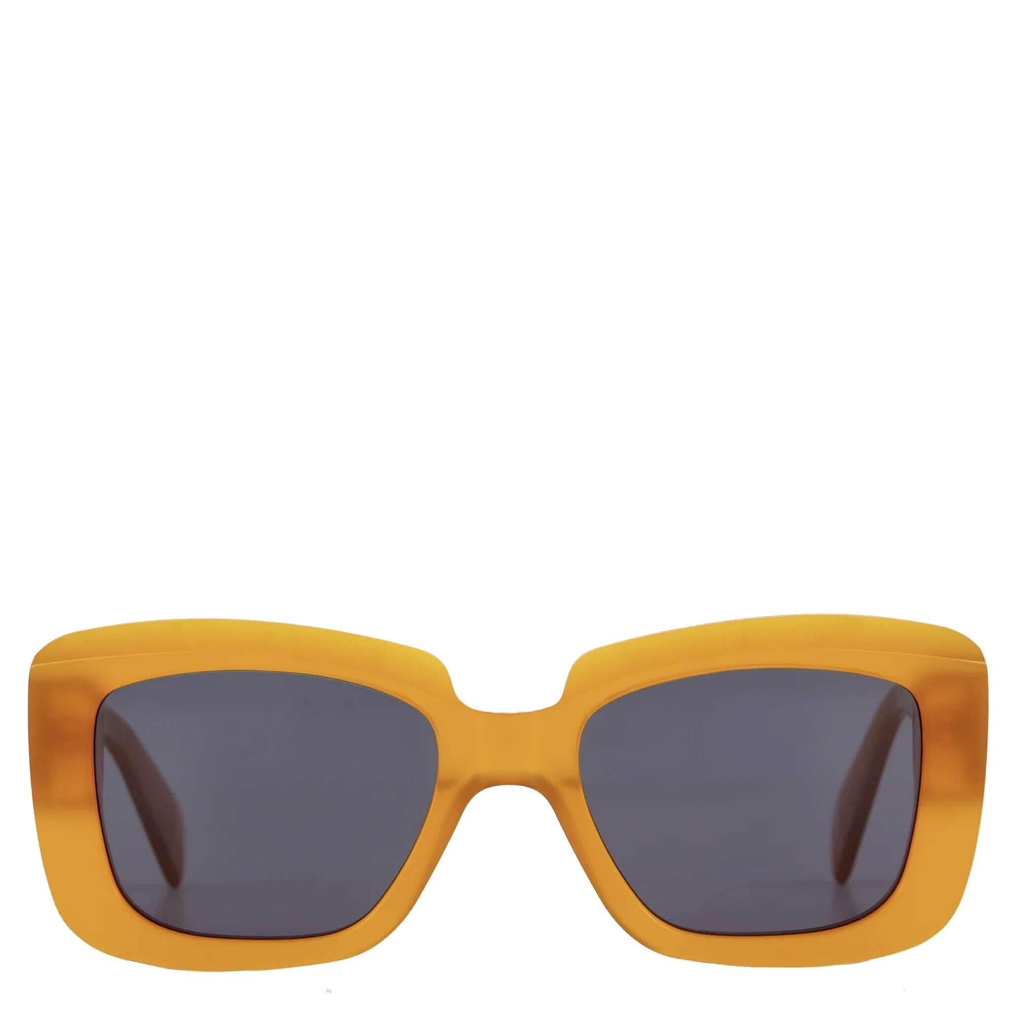 Alt Tag: Isle of Eden Sunglasses - Pia Peach large bold rectangular peach frame sunglasses with flat lenses and gold temple caps