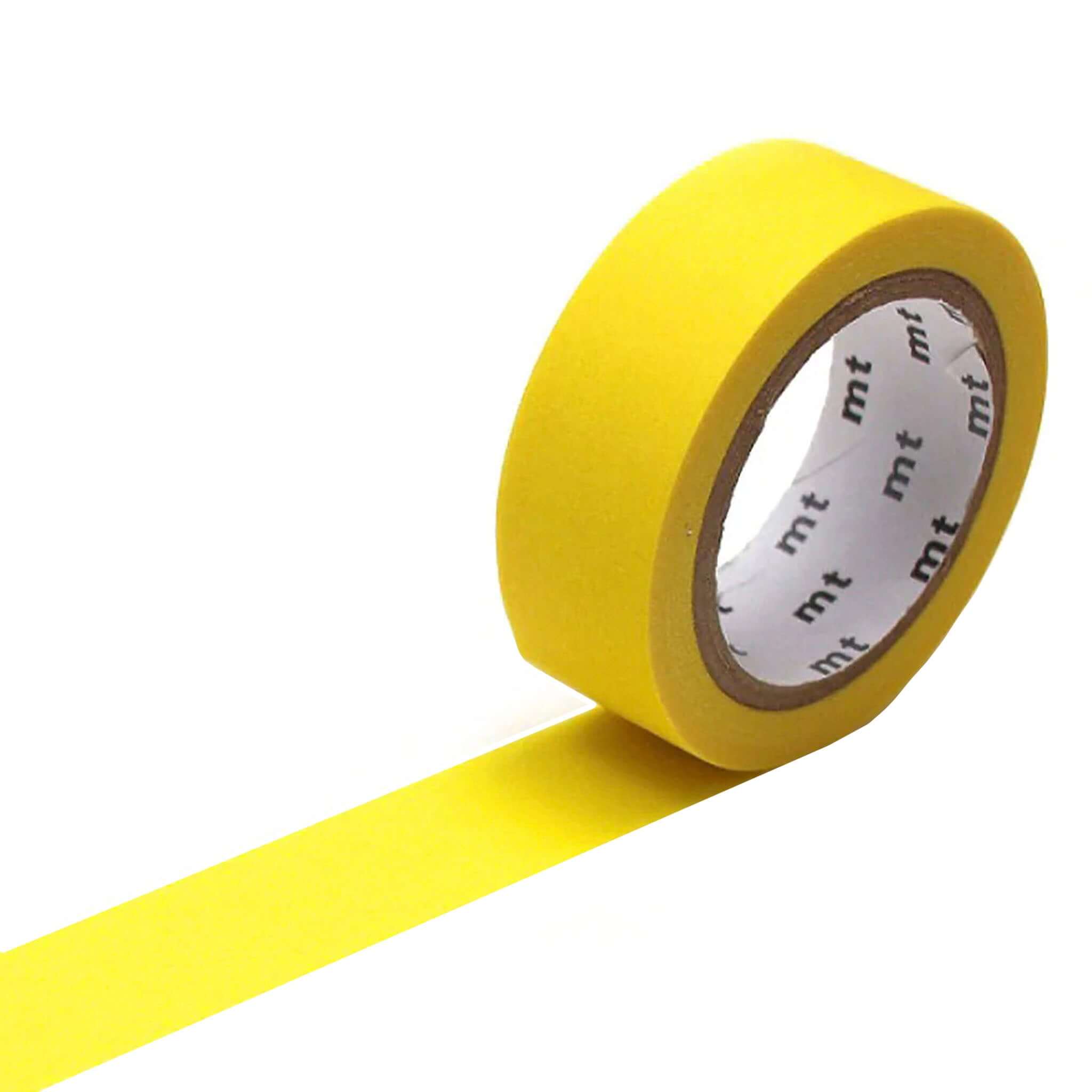 Alt Tag: Kamoi Kakoshi Japan MT Washi Tape - Matte Yellow masking tape roll for gift wrapping, crafts, envelopes, wall decor