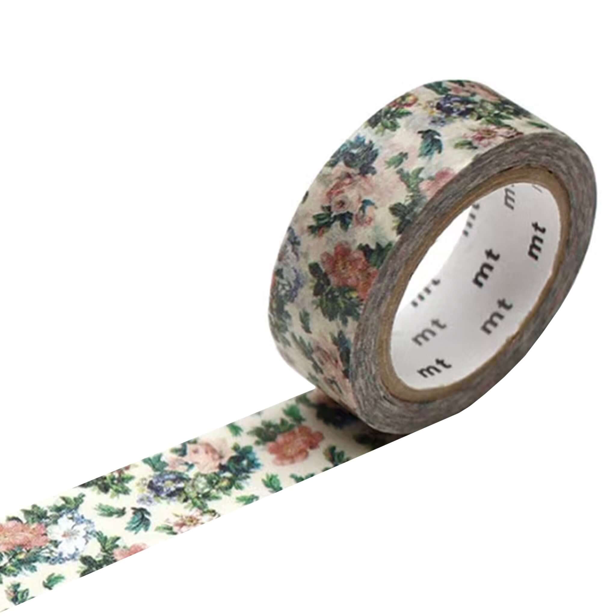 Alt Tag: Kamoi Kakoshi Japan MT Washi Tape - Mini Flower Botanical Art floral masking tape roll for gift wrapping, crafts, journaling