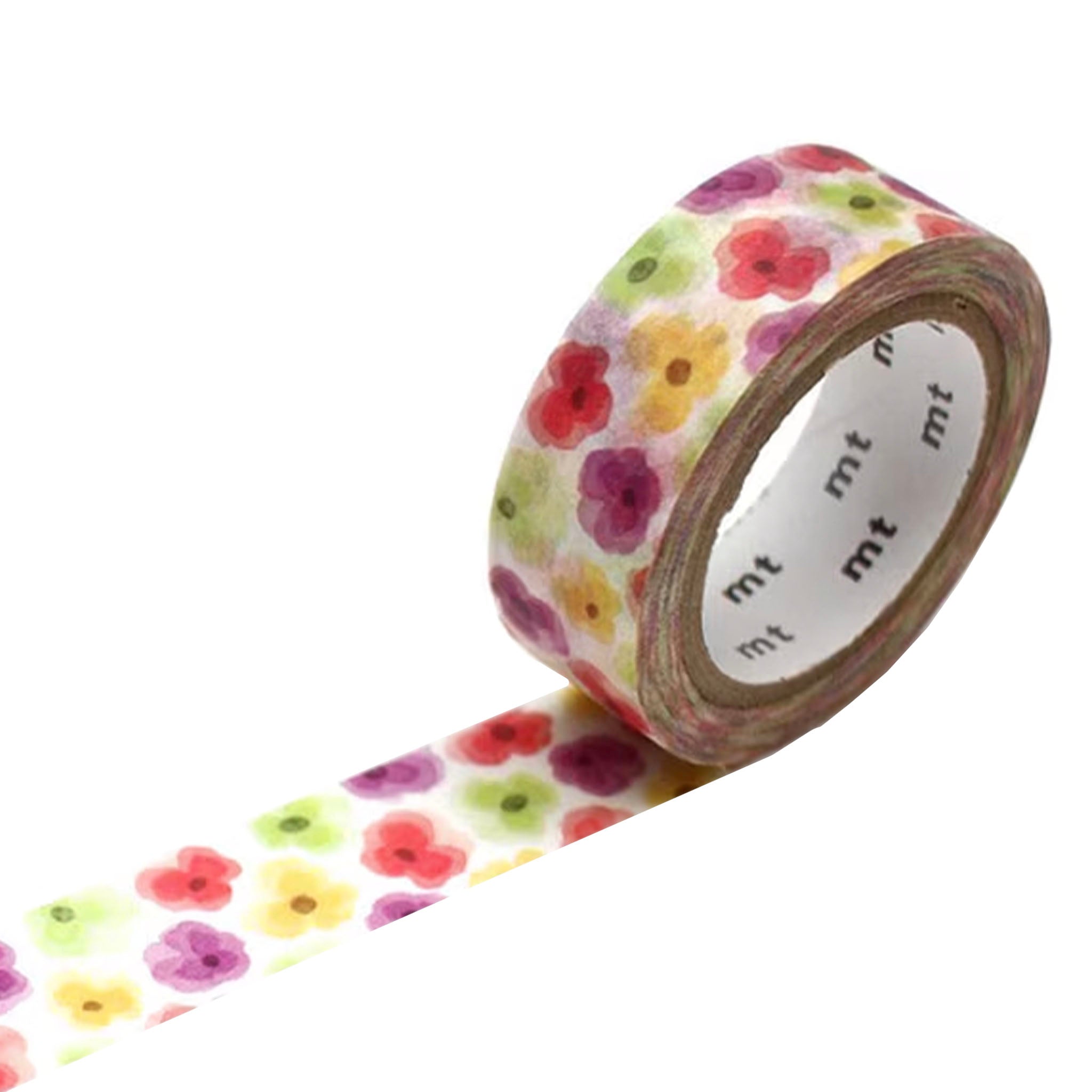 Alt Tag: Kamoi Kakoshi Japan MT Washi Tape - Pansy floral masking tape roll for gift wrapping, crafts, and decorating