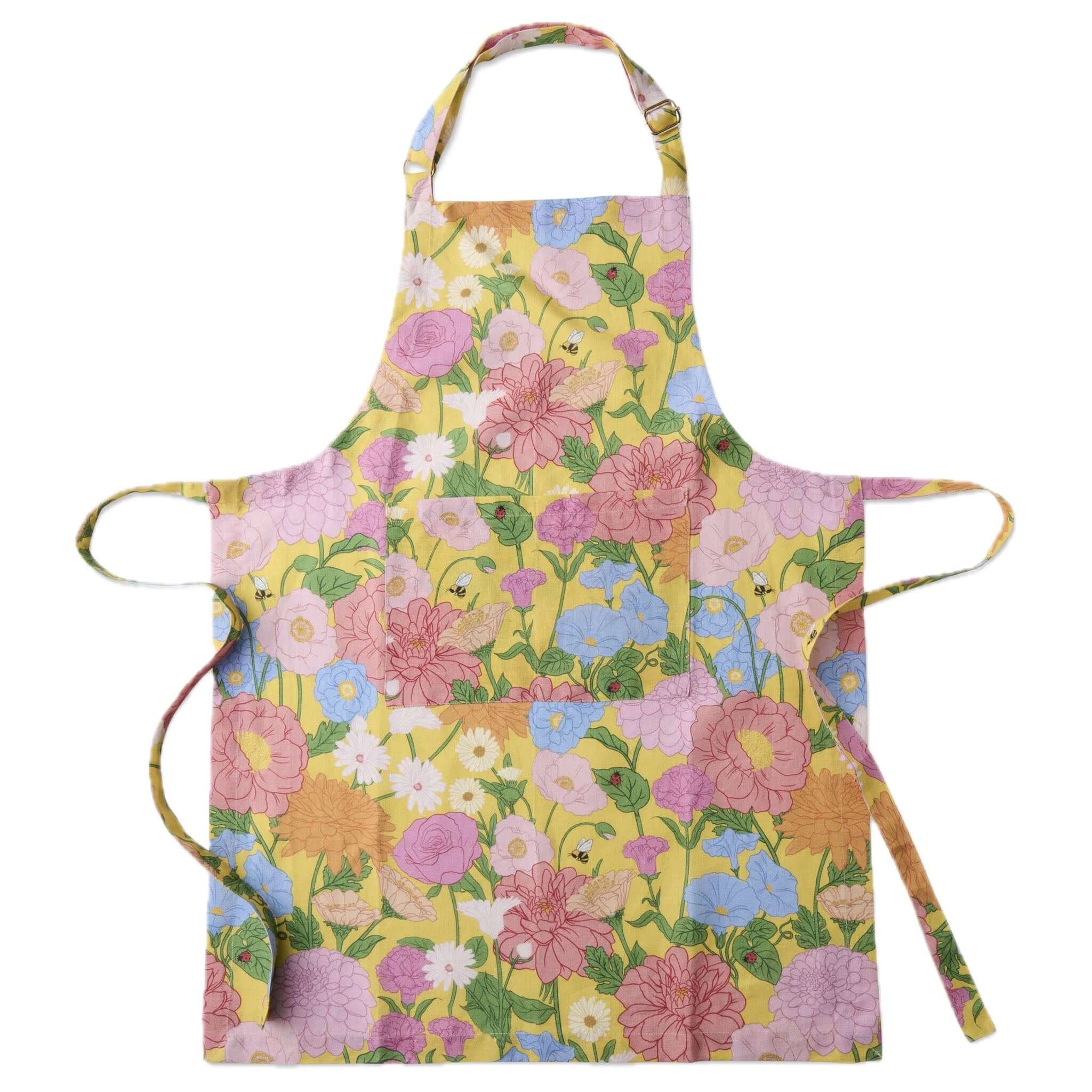 Floral apron with colorful flowers on a white background