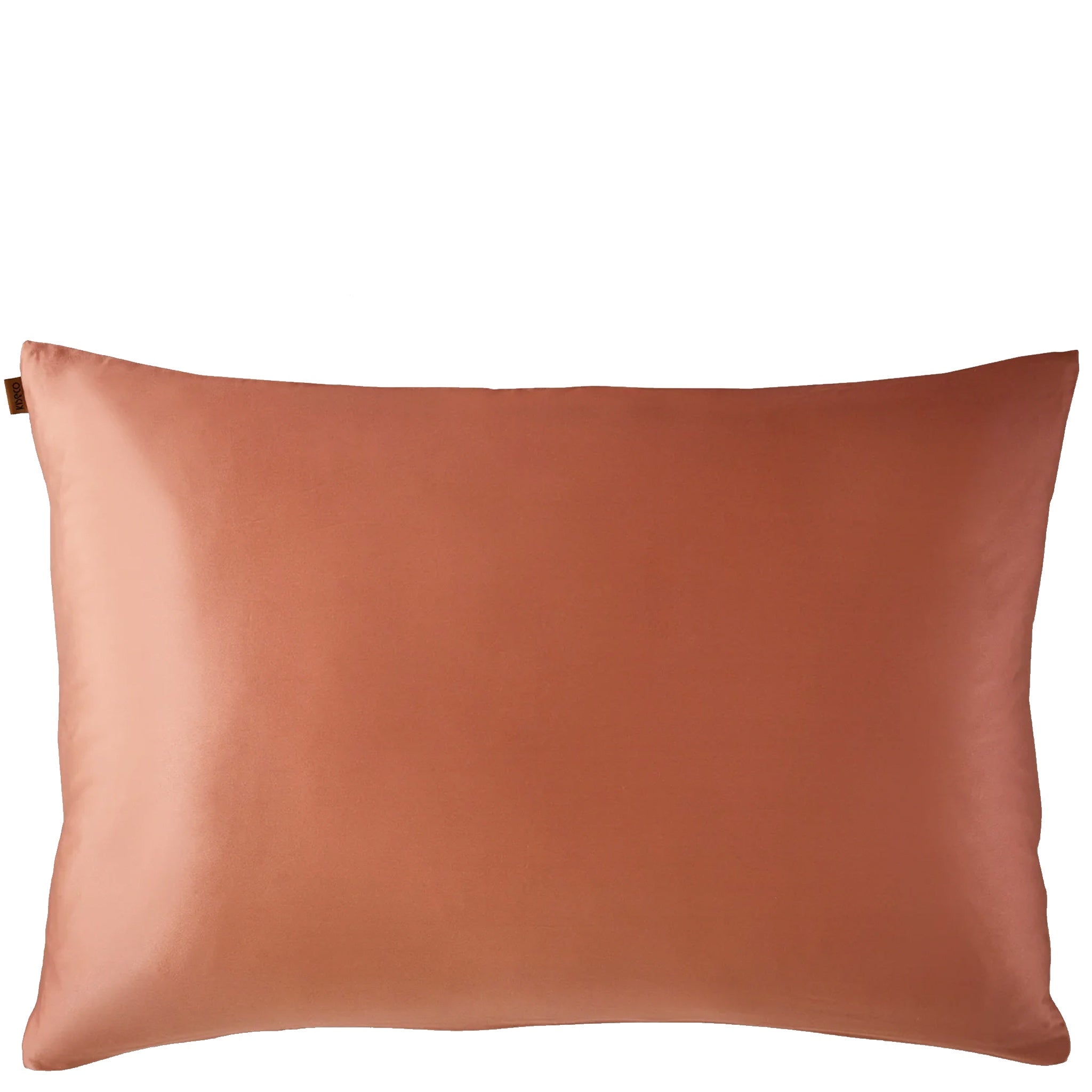Brown satin pillow on a white background