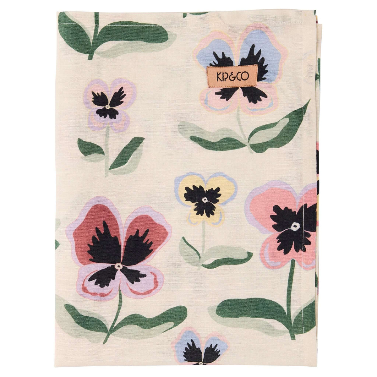 Kip & Co Linen & Cotton Tea Towel - Pretty Pansy featuring colorful floral print design.
