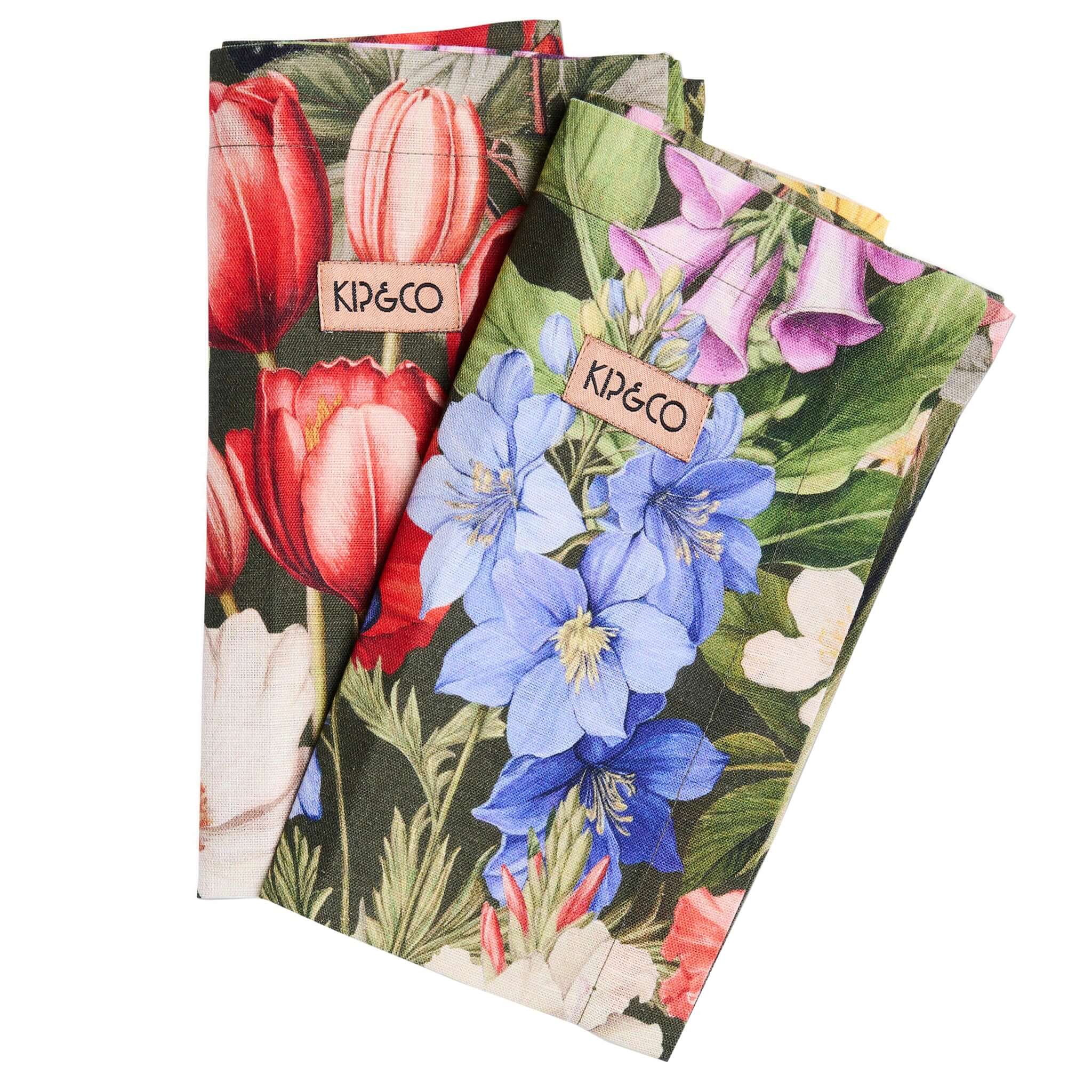 Alt Tag: Kip & Co Linen & Cotton Napkin Set - Cottage Garden Eden floral napkins set of 4, linen cotton blend, carbon neutral