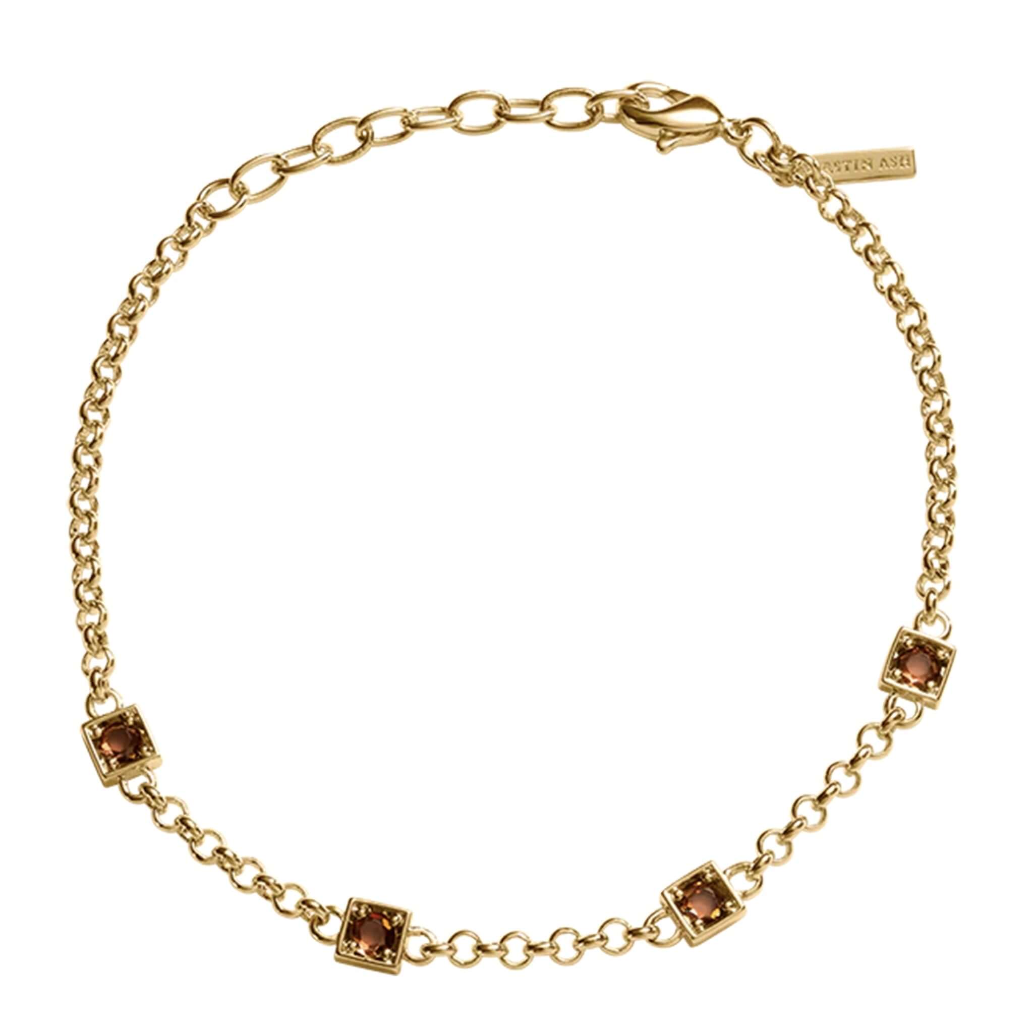 Kirstin Ash Ember Collection Renewal Bracelet - Gold Plated with cubic zirconia stones in a refined rolo chain.