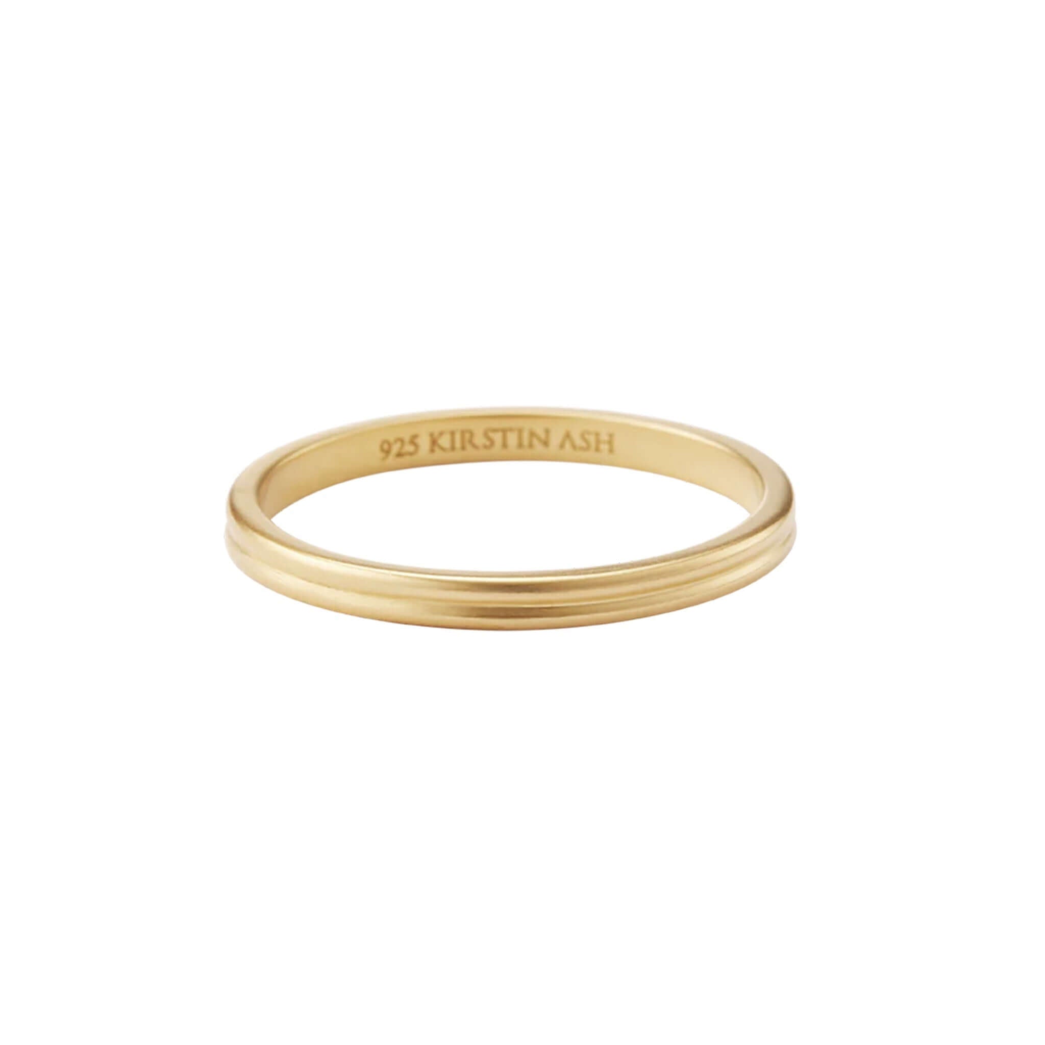 Alt Tag: Kirstin Ash Roam Collection Roam Ring 18K gold plated vermeil stacking band ring on white background
