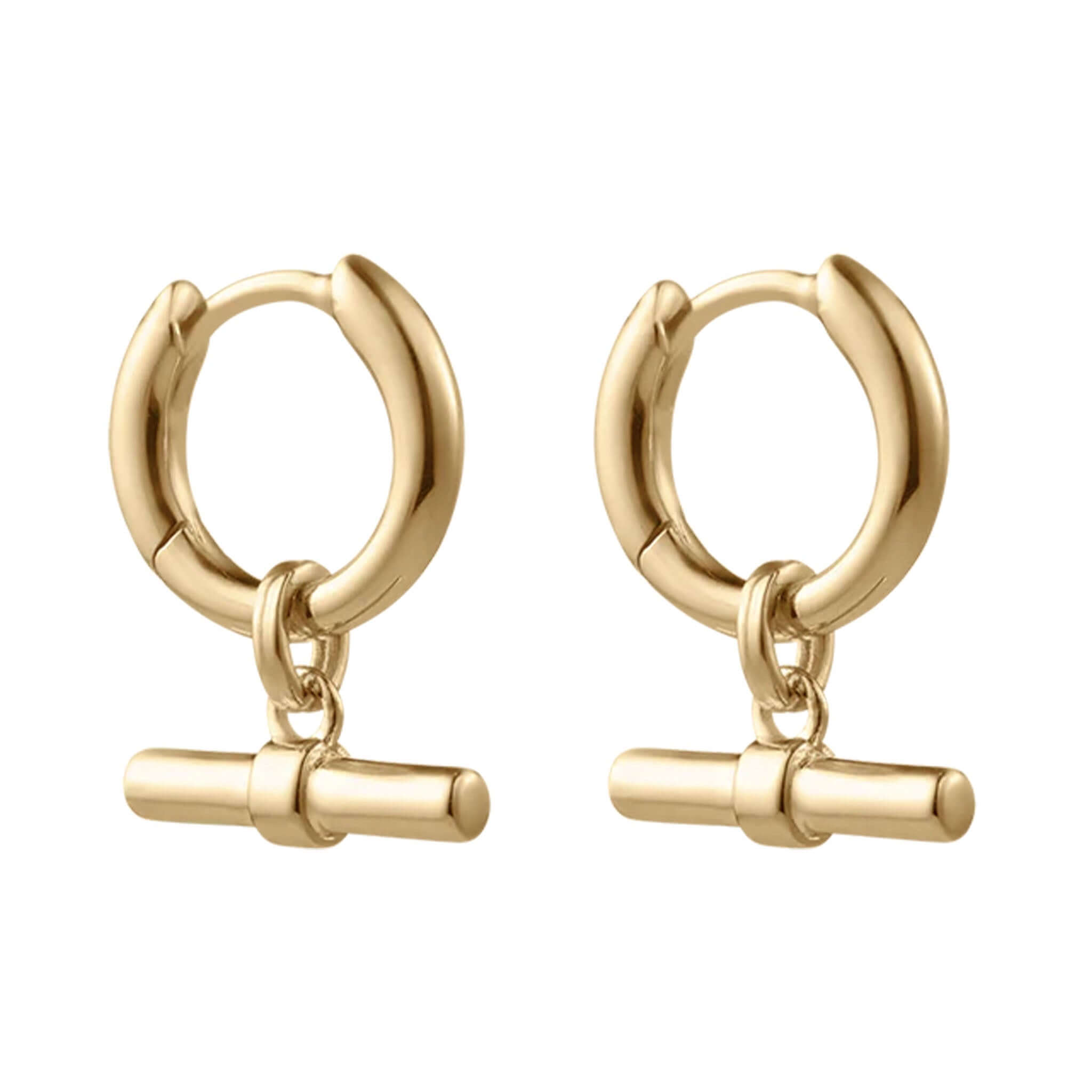 Kirstin Ash Within Motion Collection Rhythm T-Bar Hoop Earrings 18k gold vermeil sculptural T-bar drop hoop earrings