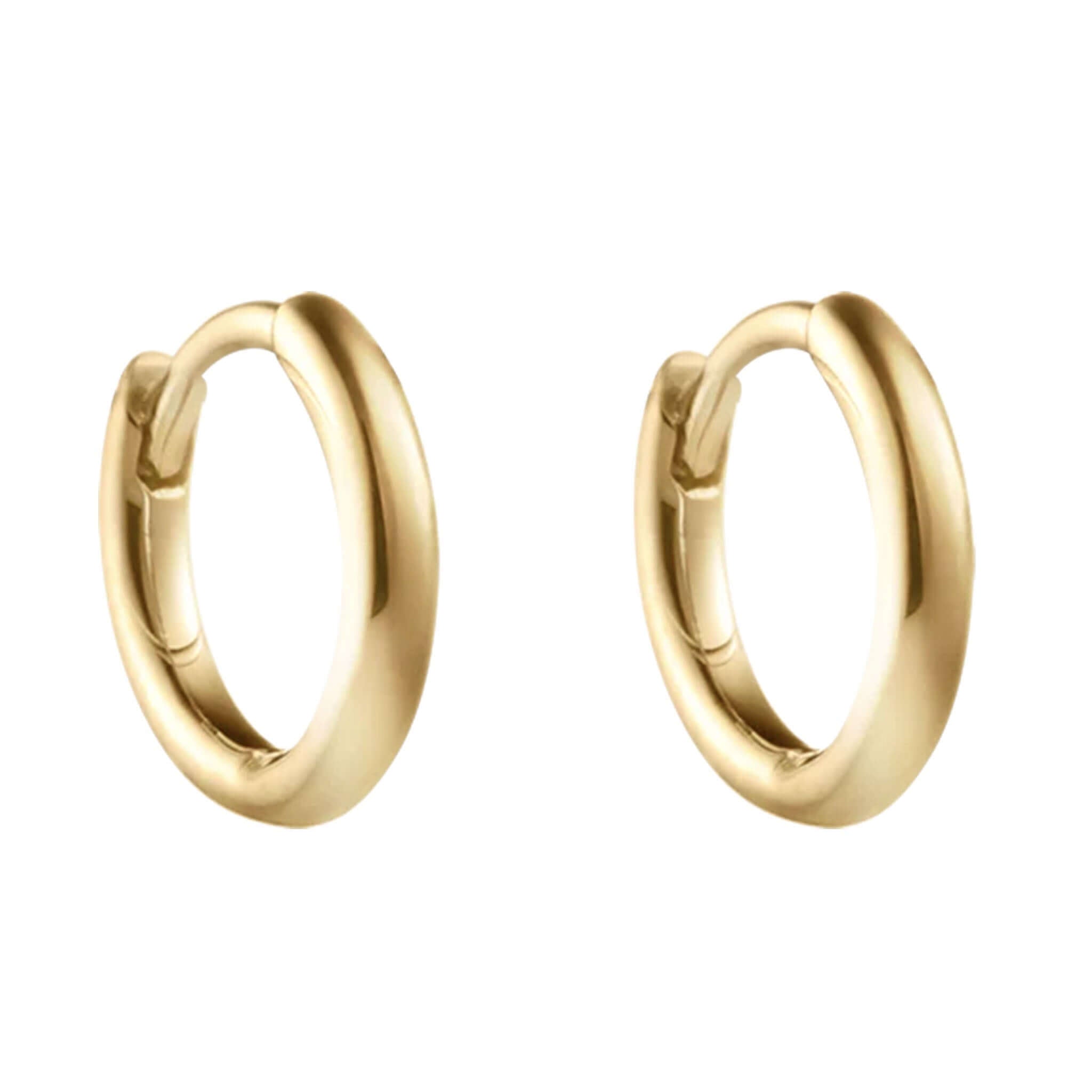 Alt Tag: Kirstin Ash Within Motion Collection Stillness Huggie Earrings in 18k gold vermeil, minimalist small hoop huggies