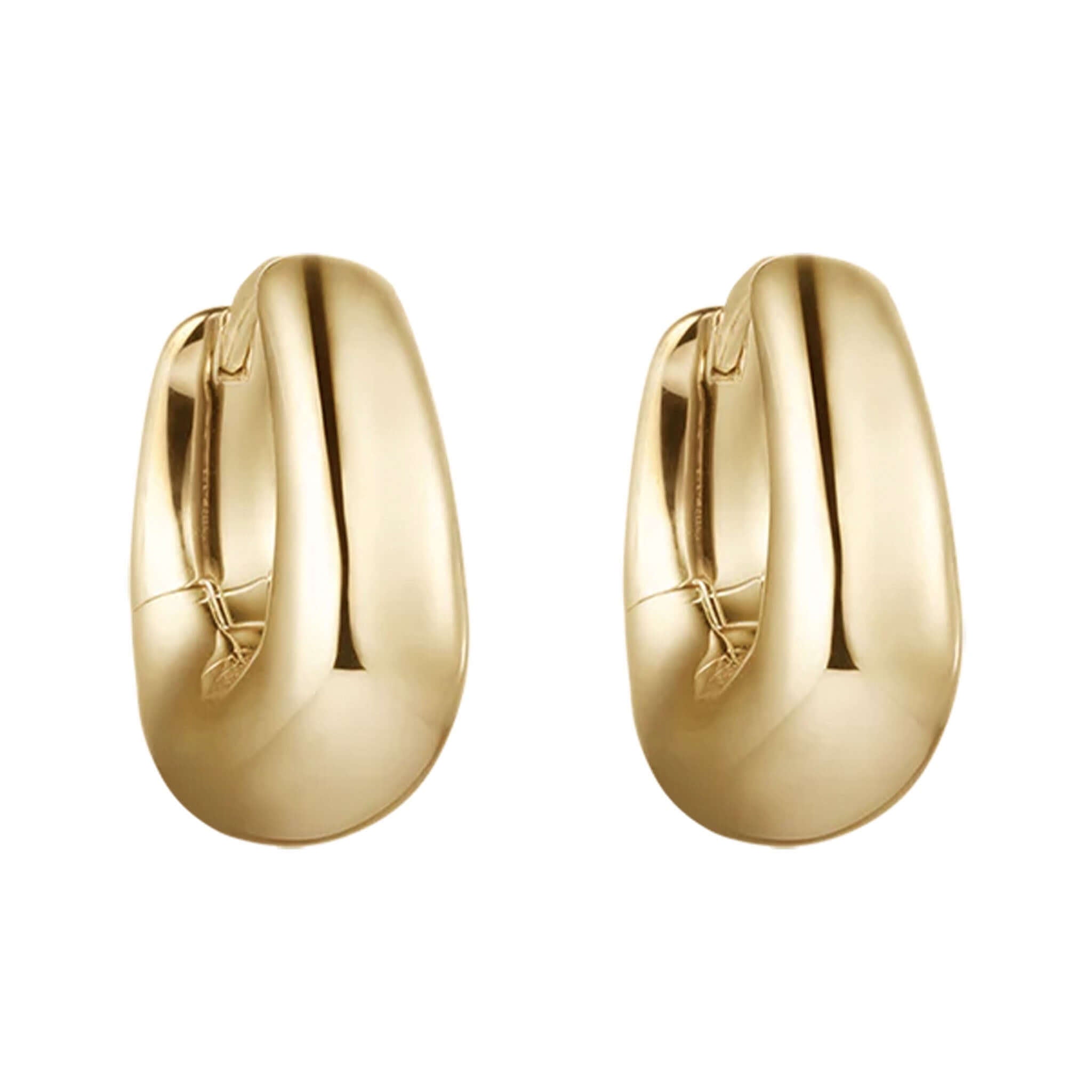 Alt Tag: Kirstin Ash Within Motion Collection Hoop Earrings in 18k gold vermeil, bold rounded chunky hoops with seamless curves