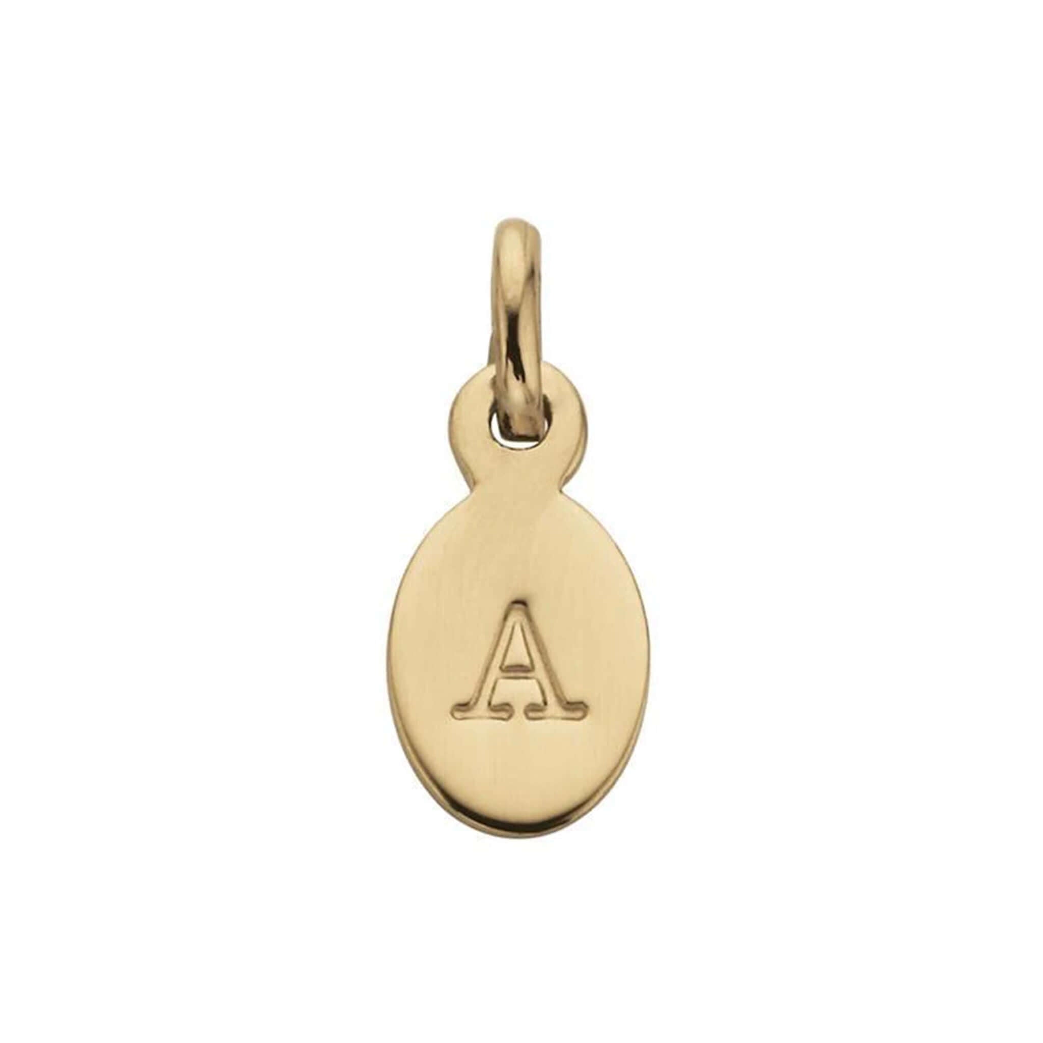 Alt Tag: Kirstin Ash Bespoke Collection Oval Initials - 18K Gold Vermeil oval A initial charm pendant in gold vermeil