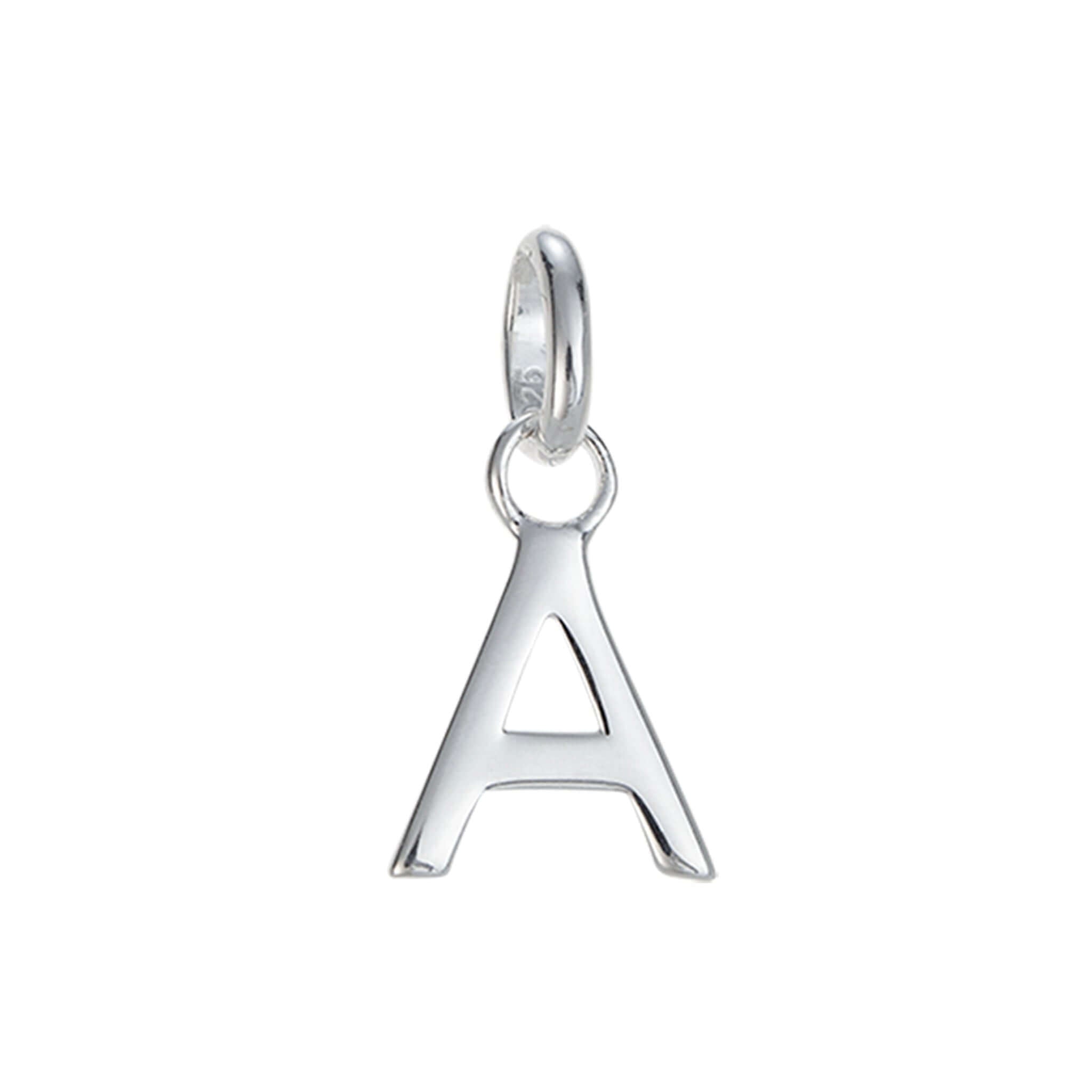 Alt Tag: Kirstin Ash Bespoke Collection Outline Initials - Sterling Silver letter A charm pendant, personalised initial jewellery