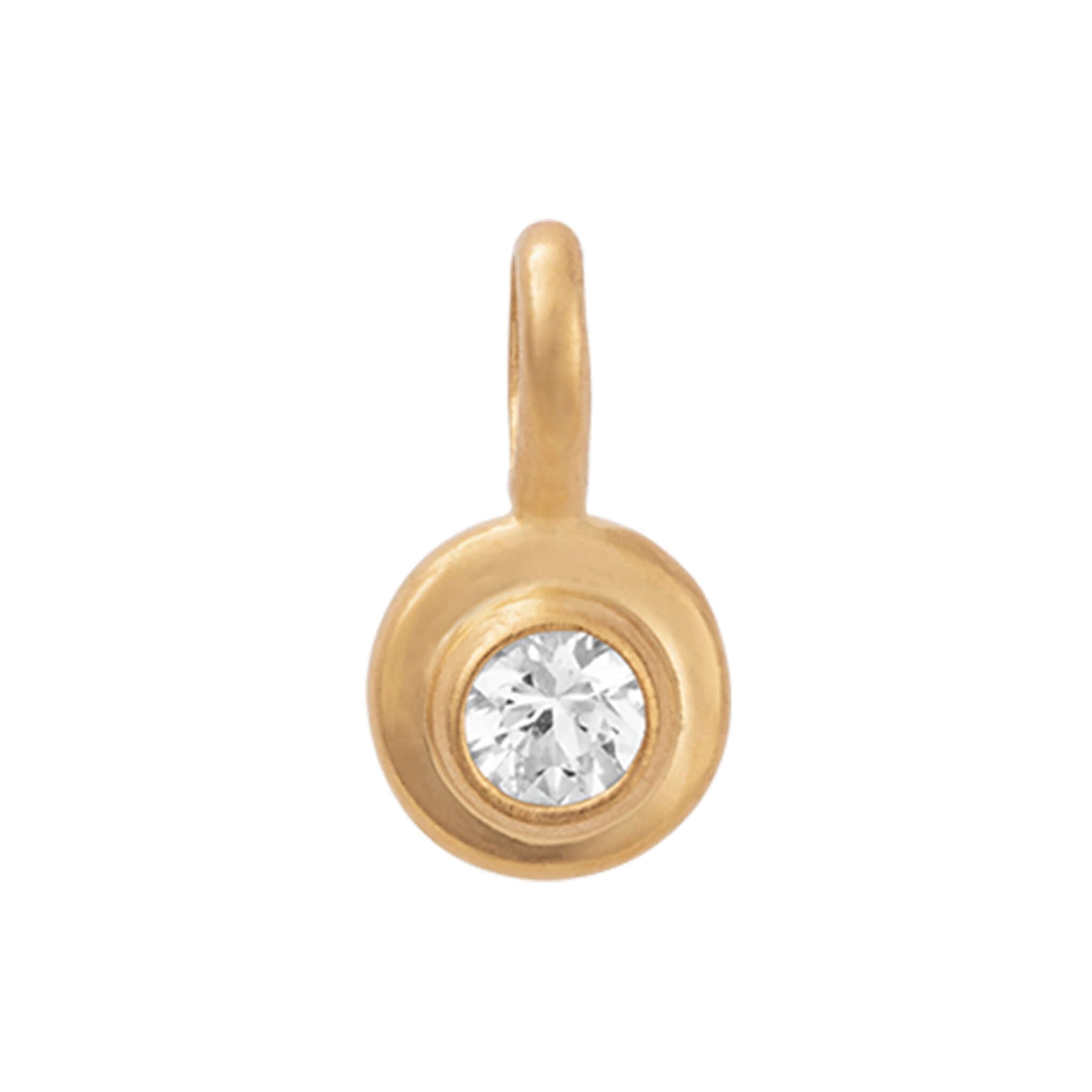 Alt Tag: Kirstin Ash Birthstone Collection Charm - April / White Topaz 18k gold vermeil charm with white topaz gemstone