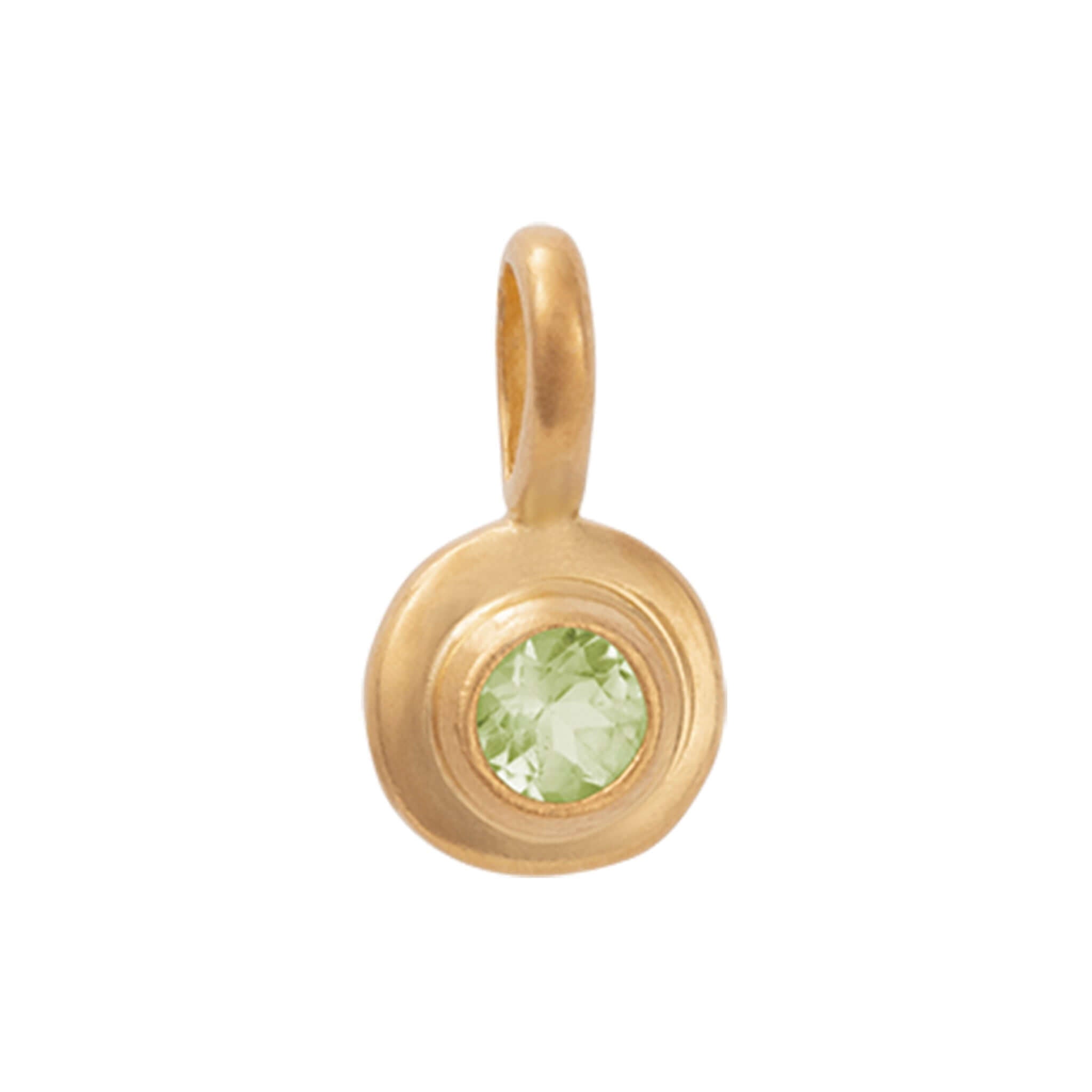 Alt Tag: Kirstin Ash Birthstone Collection Charm - August / Peridot 18k gold vermeil charm with green peridot gemstone