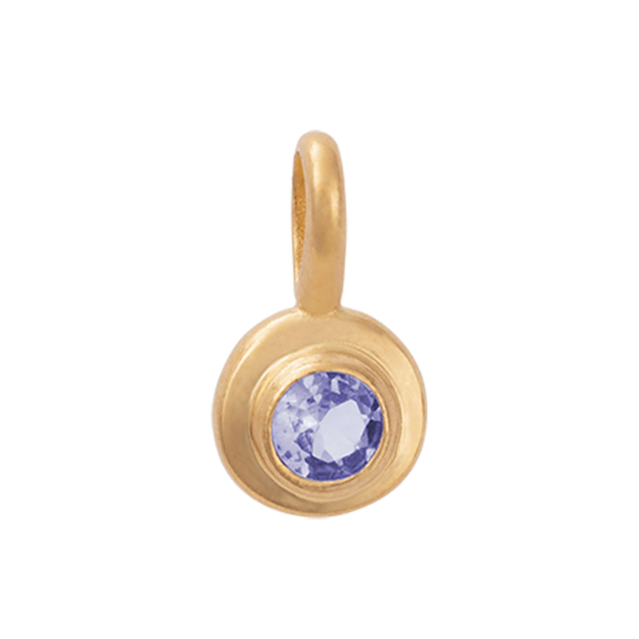 Alt Tag: Kirstin Ash Birthstone Collection - December / Tanzanite charm in 18k gold vermeil with tanzanite gemstone