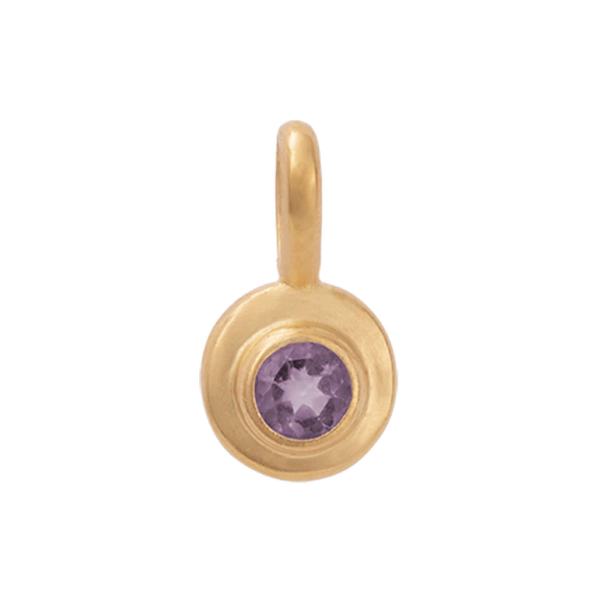 Alt Tag: Kirstin Ash Birthstone Collection Charm - February / Amethyst gold vermeil charm with deep violet amethyst gemstone
