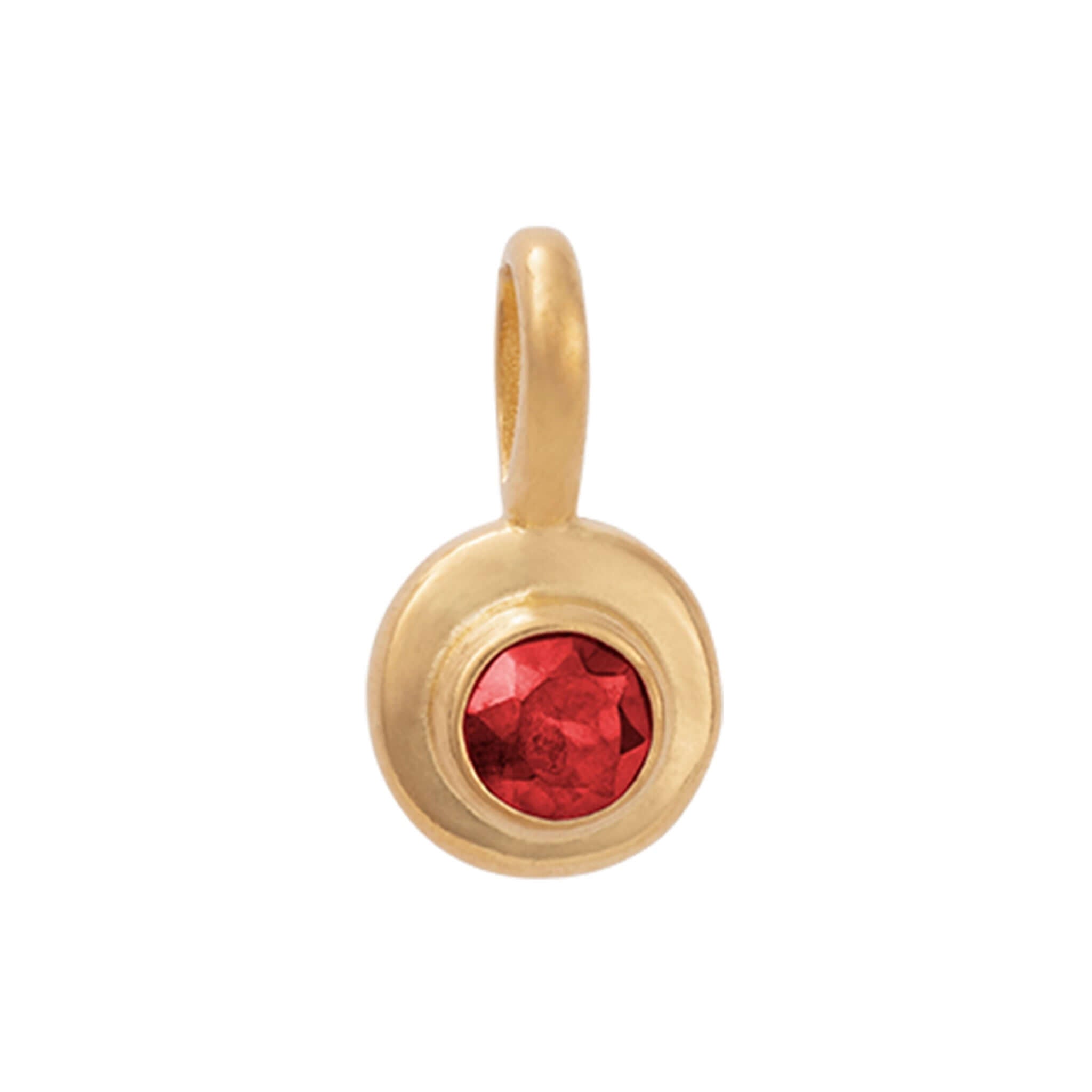 Alt Tag: Kirstin Ash Birthstone Collection Charm - July / Ruby 18k gold vermeil charm with ruby red birthstone pendant