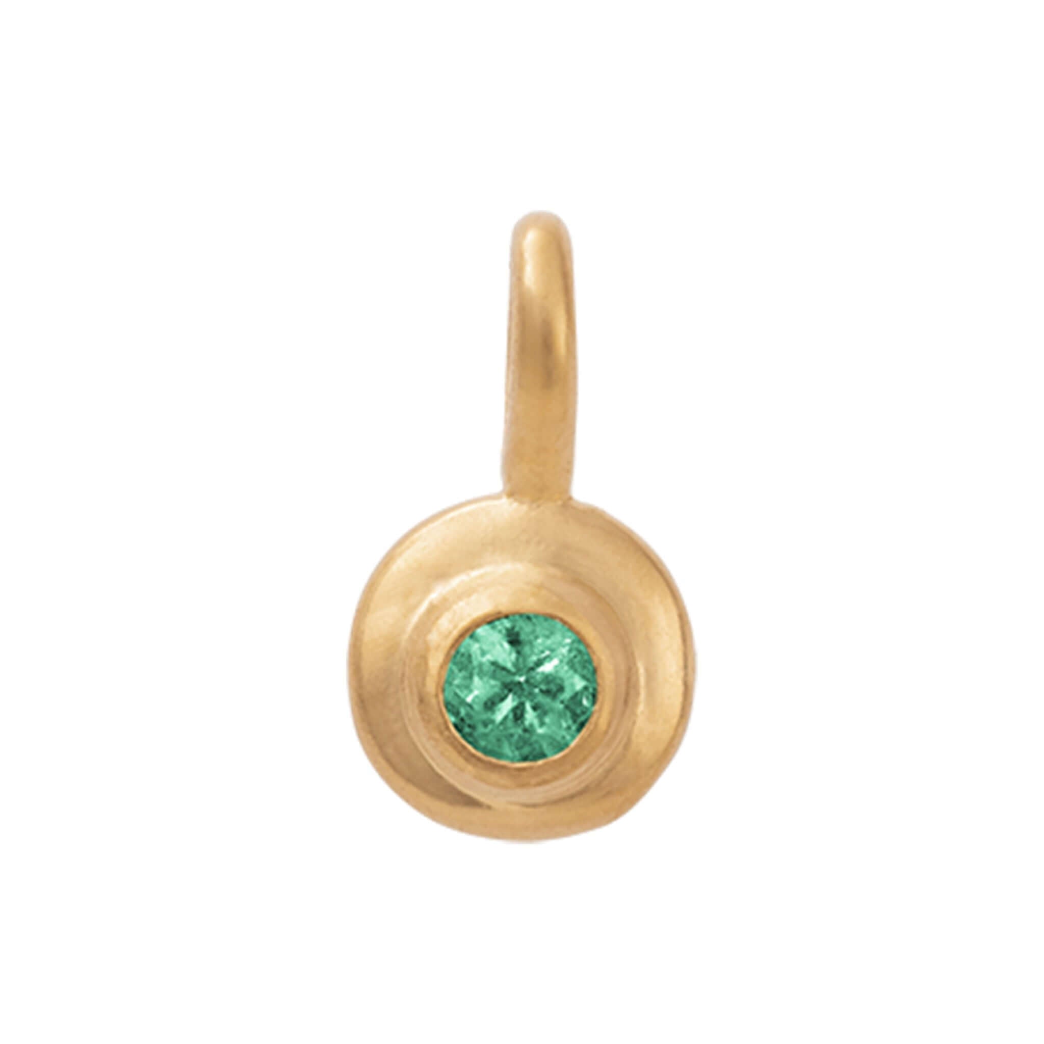 Alt Tag: Kirstin Ash Birthstone Collection Charm - May / Emerald 18k gold vermeil charm with green emerald gemstone