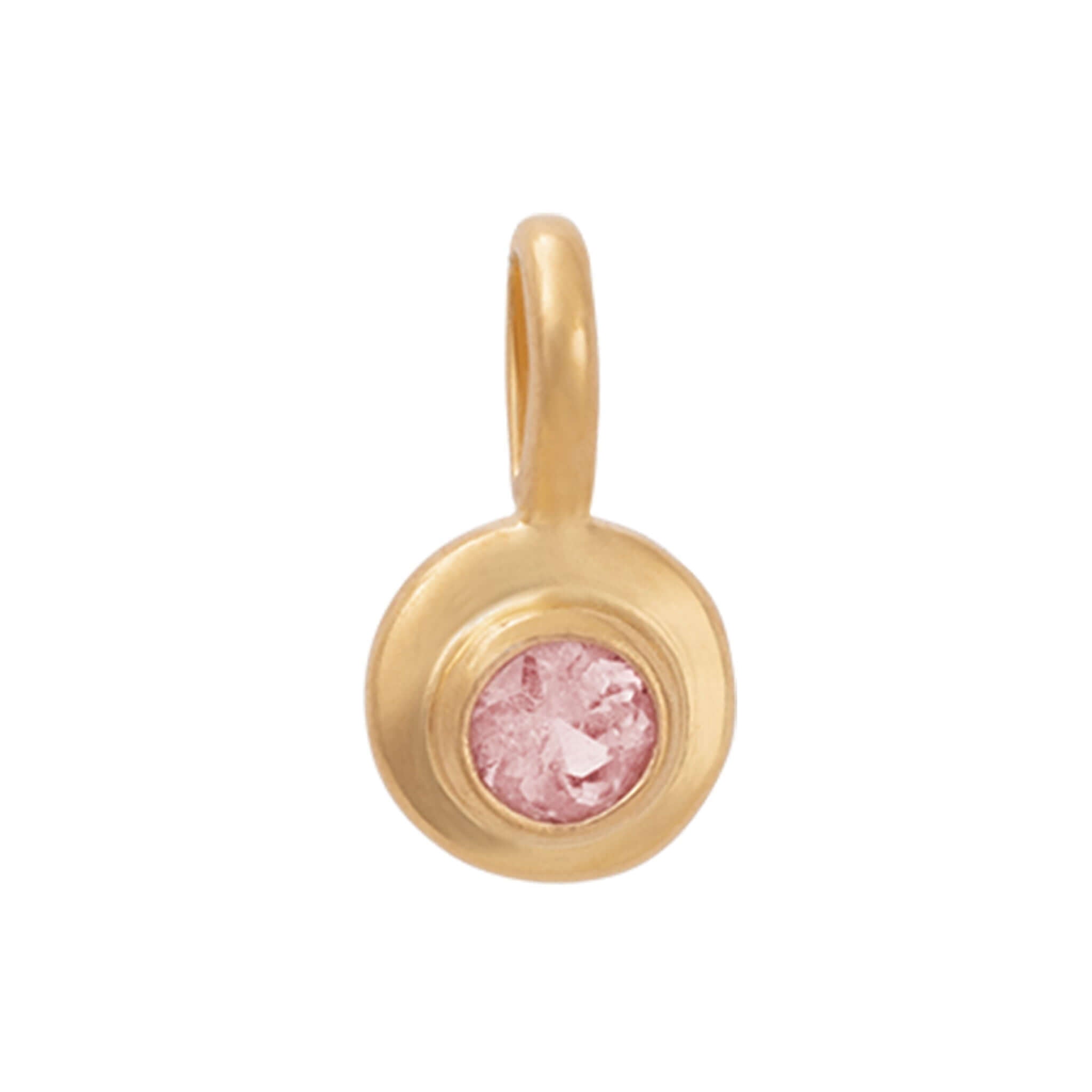 Alt Tag: Kirstin Ash Birthstone Collection Charm - October / Pink Tourmaline 18k gold vermeil charm with pink tourmaline gemstone