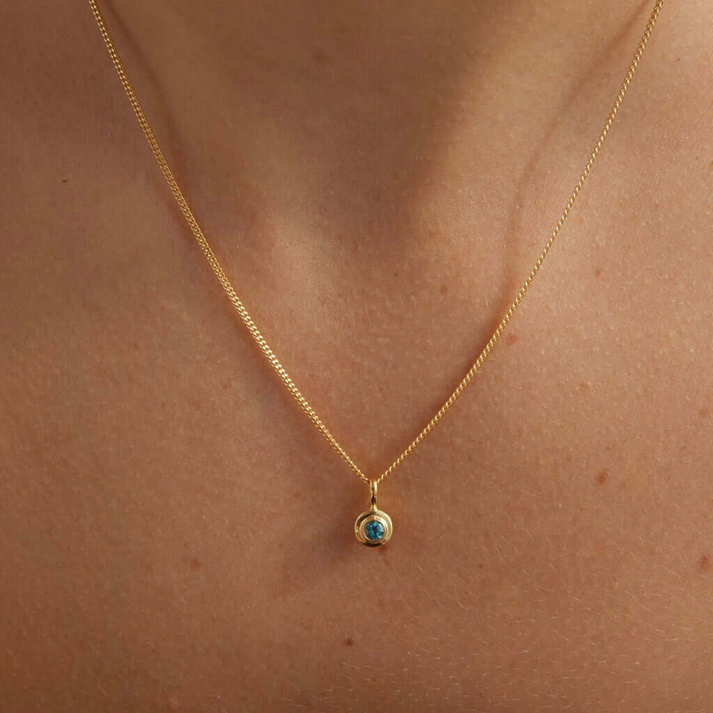 Kirstin Ash Birthstone Collection Charm - September / London Blue Topaz gold vermeil necklace charm with blue topaz stone