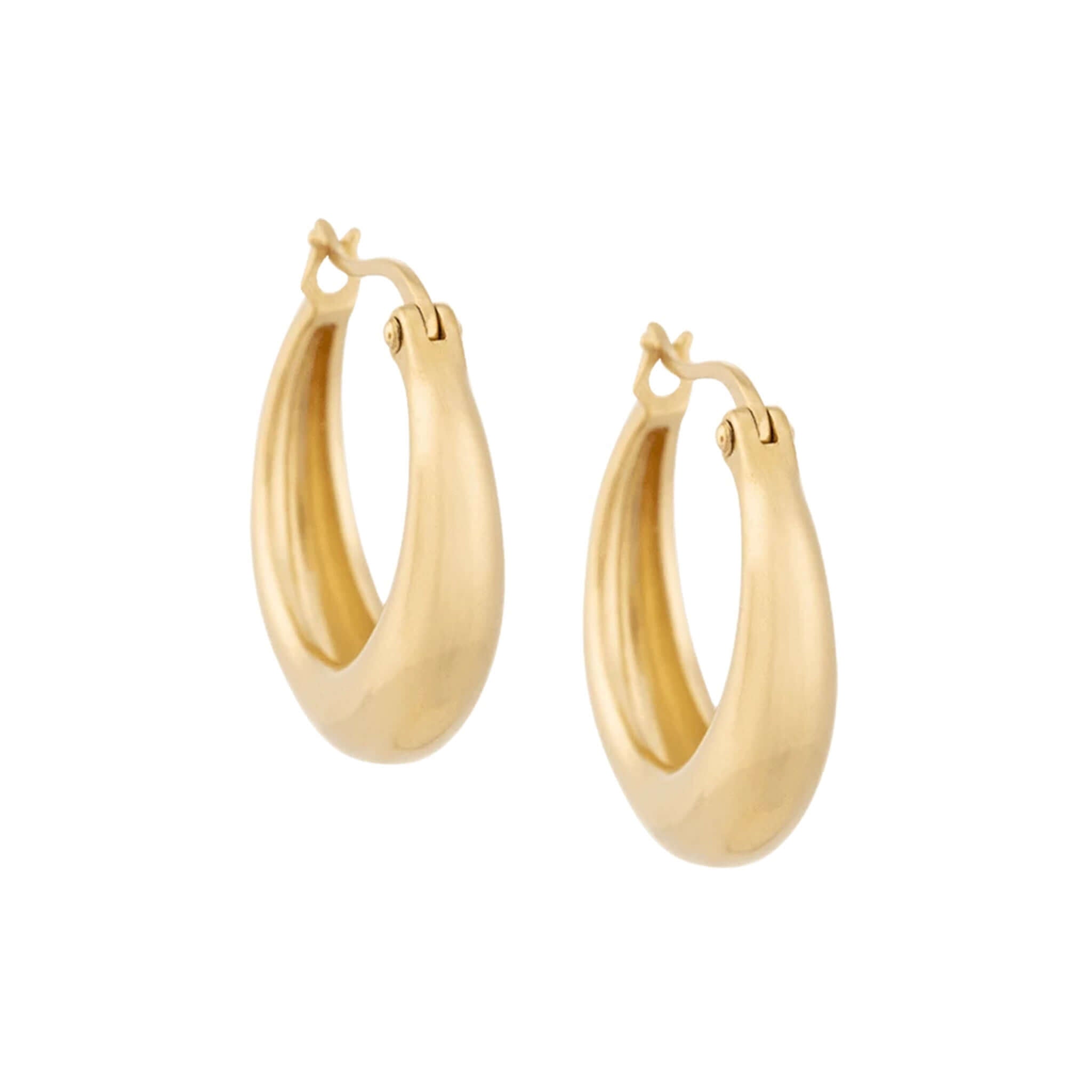Alt Tag: Kirstin Ash In Between Collection Glow Hoops Earrings in 18k gold vermeil, modern classic 20.5mm hoop earrings