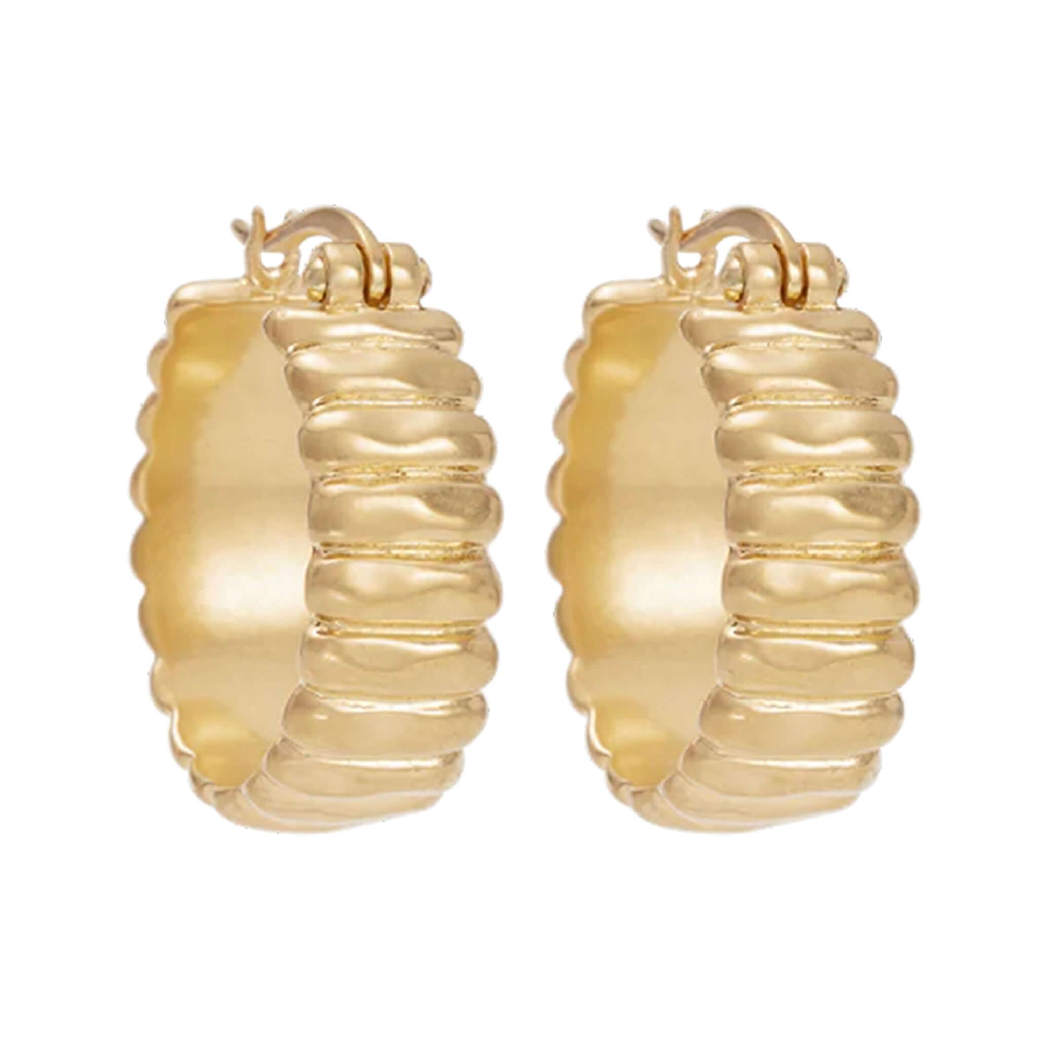 Kirstin Ash Sun Lines Collection Cisco Hoop Earrings 18K gold plated vermeil textured hoop earrings pair