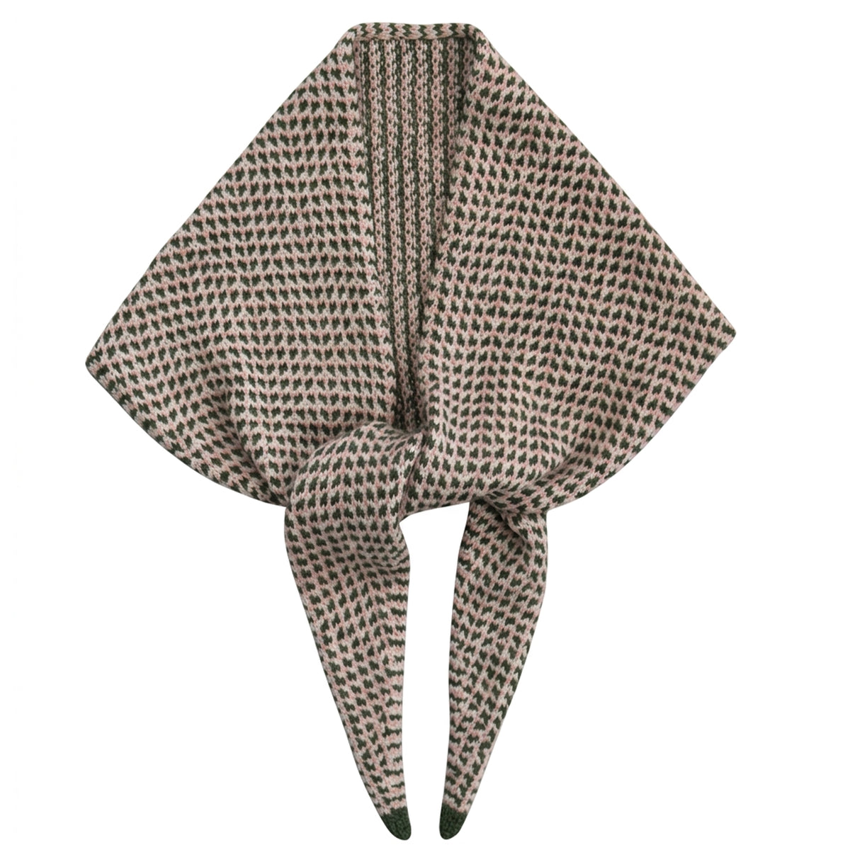 Knit Shepherd Waitemata Merino Neckerchief - Totara Green, merino chequered neckerchief