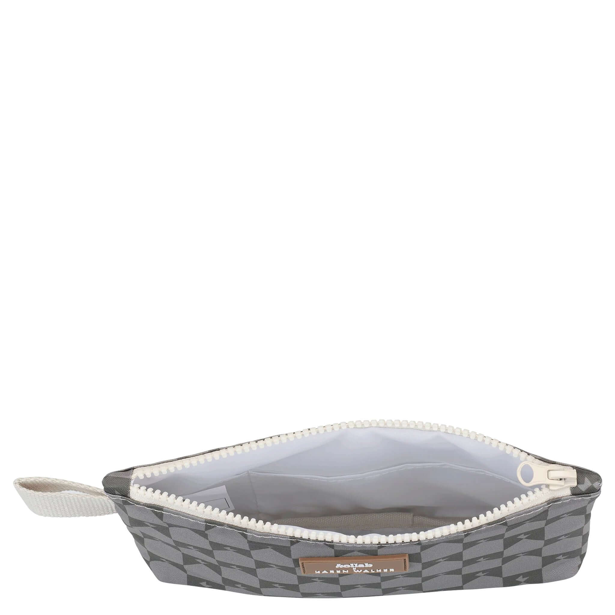 Alt Tag: Kollab x Karen Walker Mini Pouch - Sage Monogram open water-resistant insulated mini pouch with zip closure for travel essentials