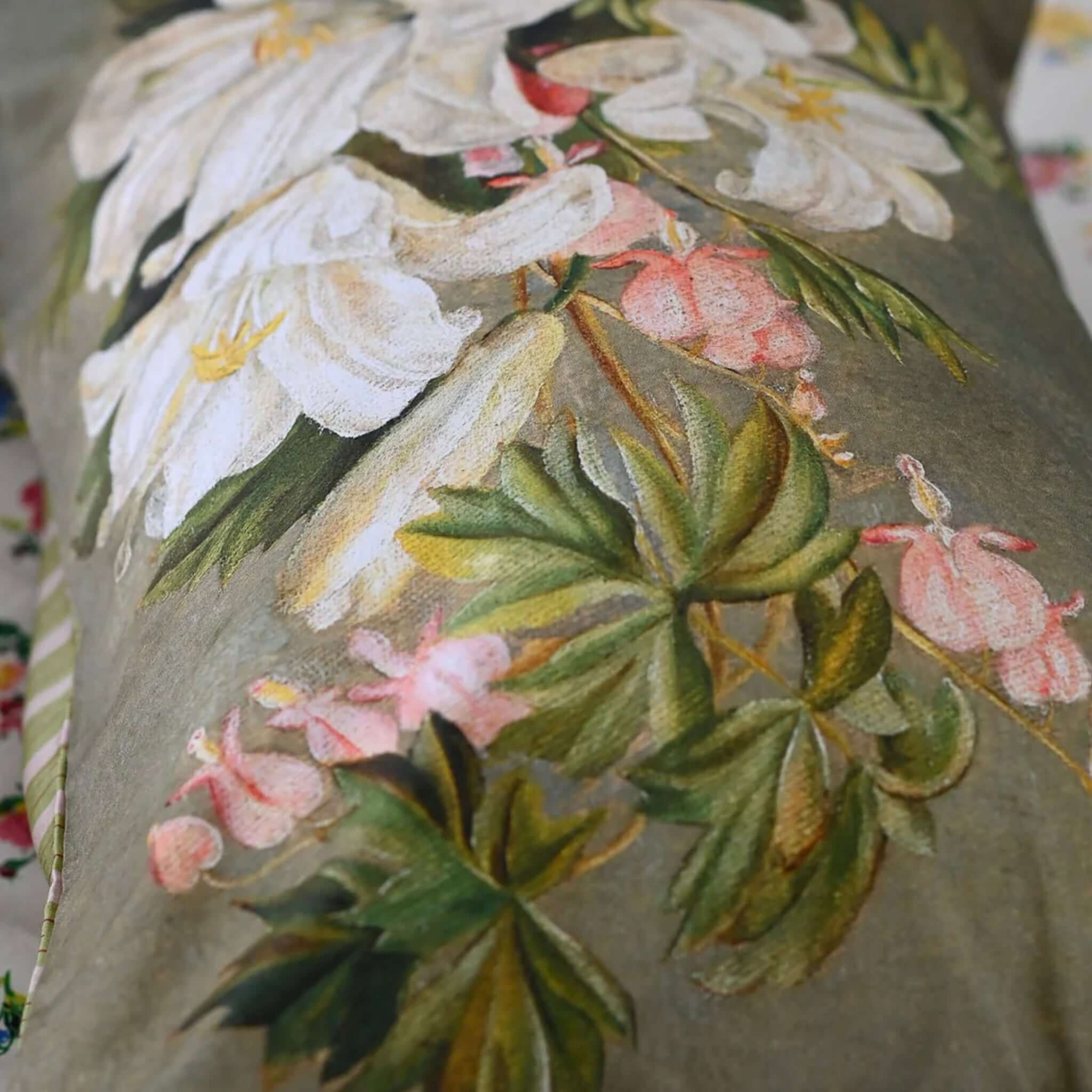 Lazybones Organic Cotton Pillowslip Set - Tiger Lilies featuring a floral design with Tiger Lily and greenery.