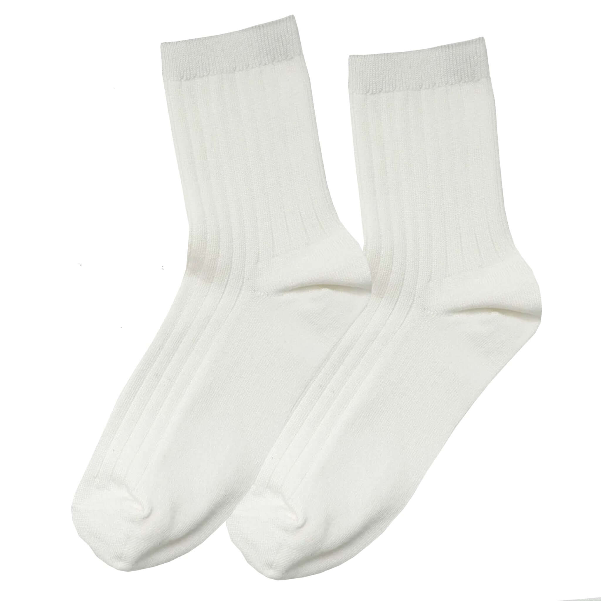 Le Bon Shoppe Her Cotton Socks - Classic White, ribbed design, versatile pair for any shoe.