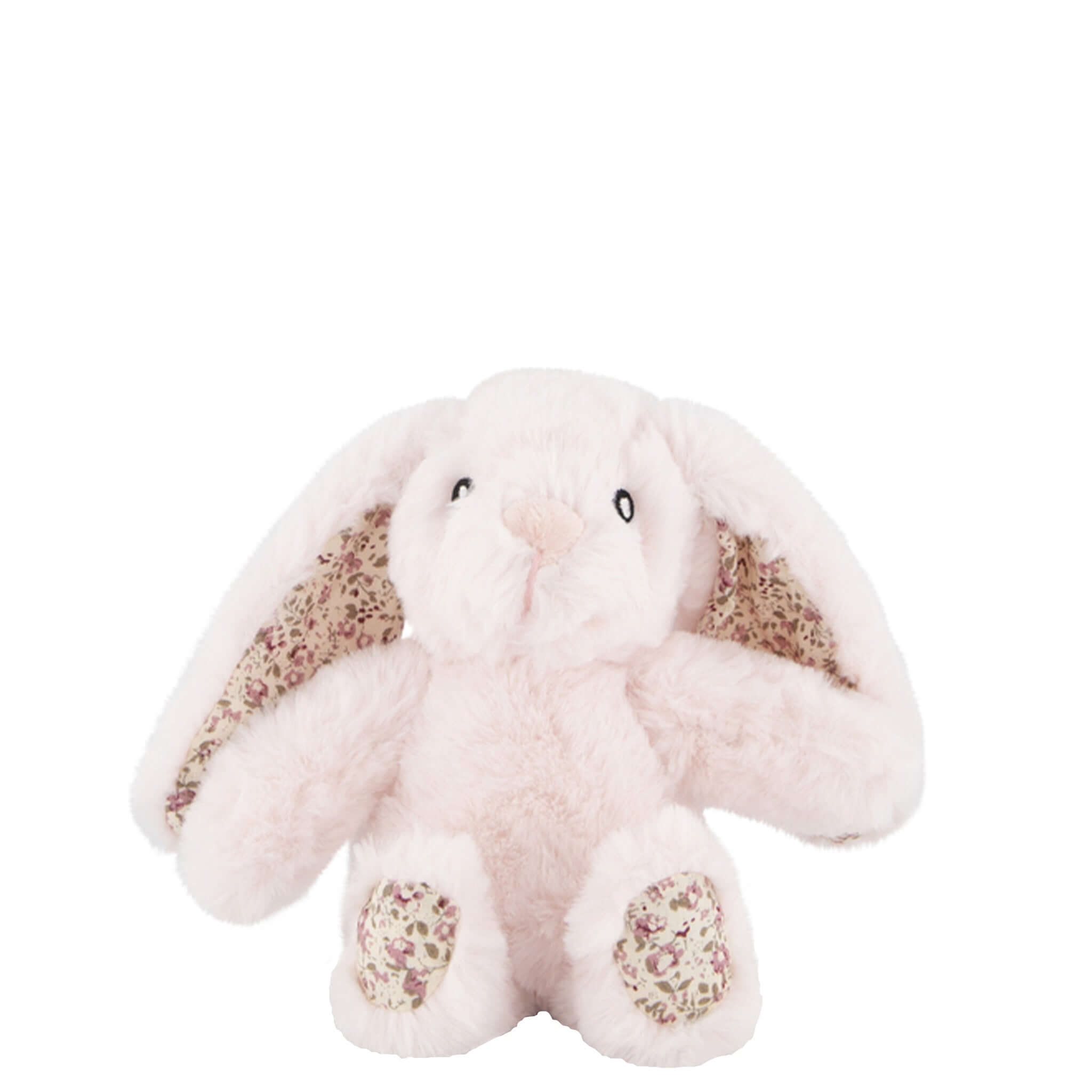 Alt Tag: Lily & George Littlefoot Bunny - Floral Sweet Pink soft plush bunny toy with floral ears, perfect cuddly companion for kids
