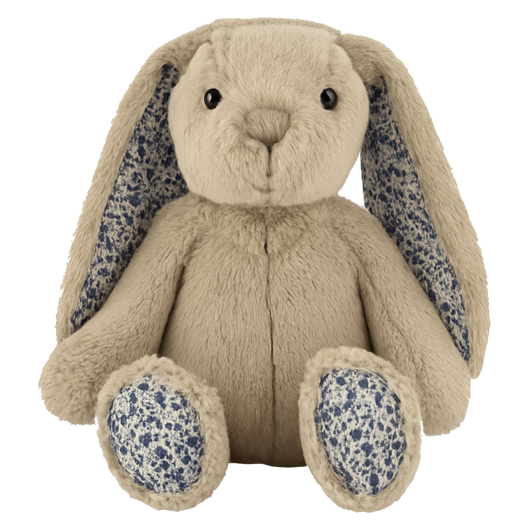 Alt Tag: Lily & George Plush Bunny - Bernard soft plush bunny with French-inspired floral print ears and paws, 35.5cm heirloom gift