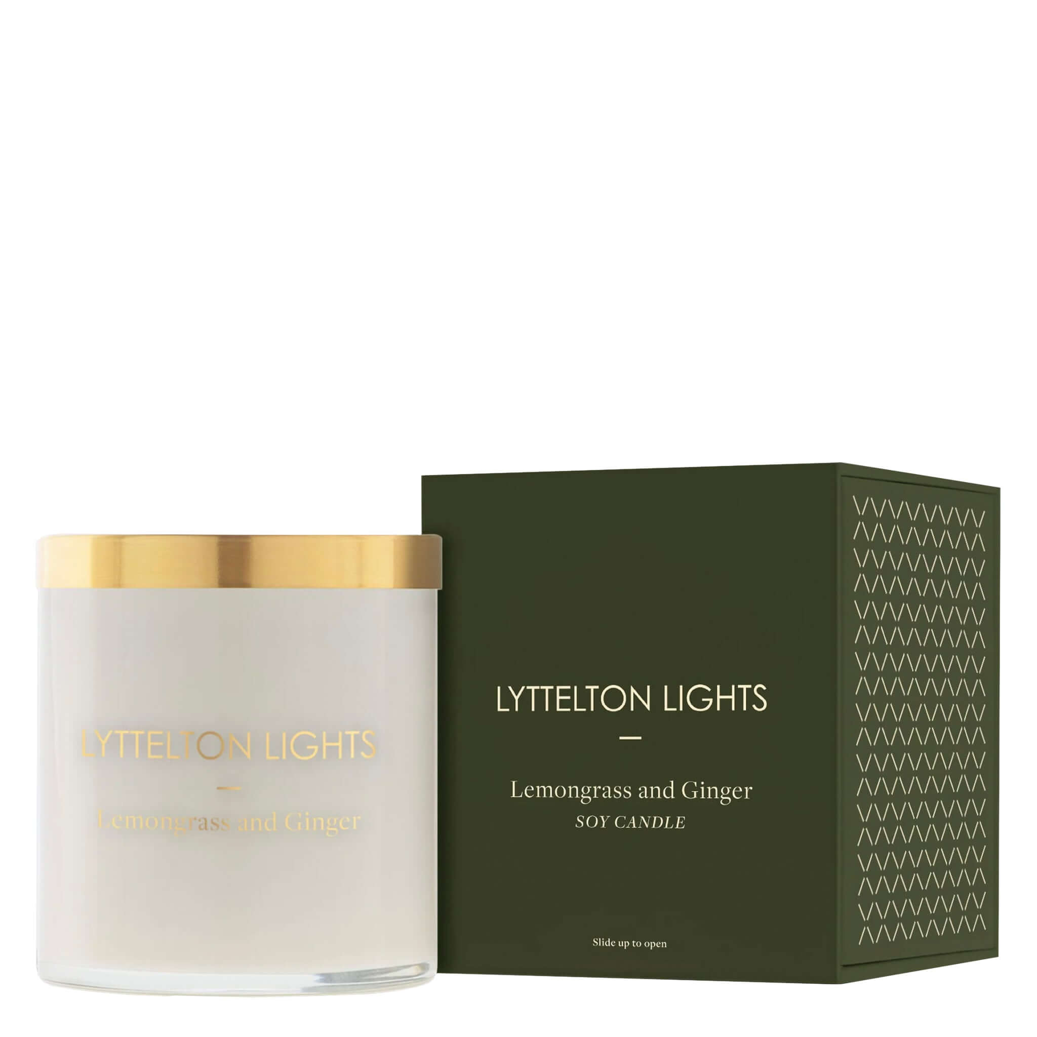 Lyttelton Lights candle and packaging on a white background