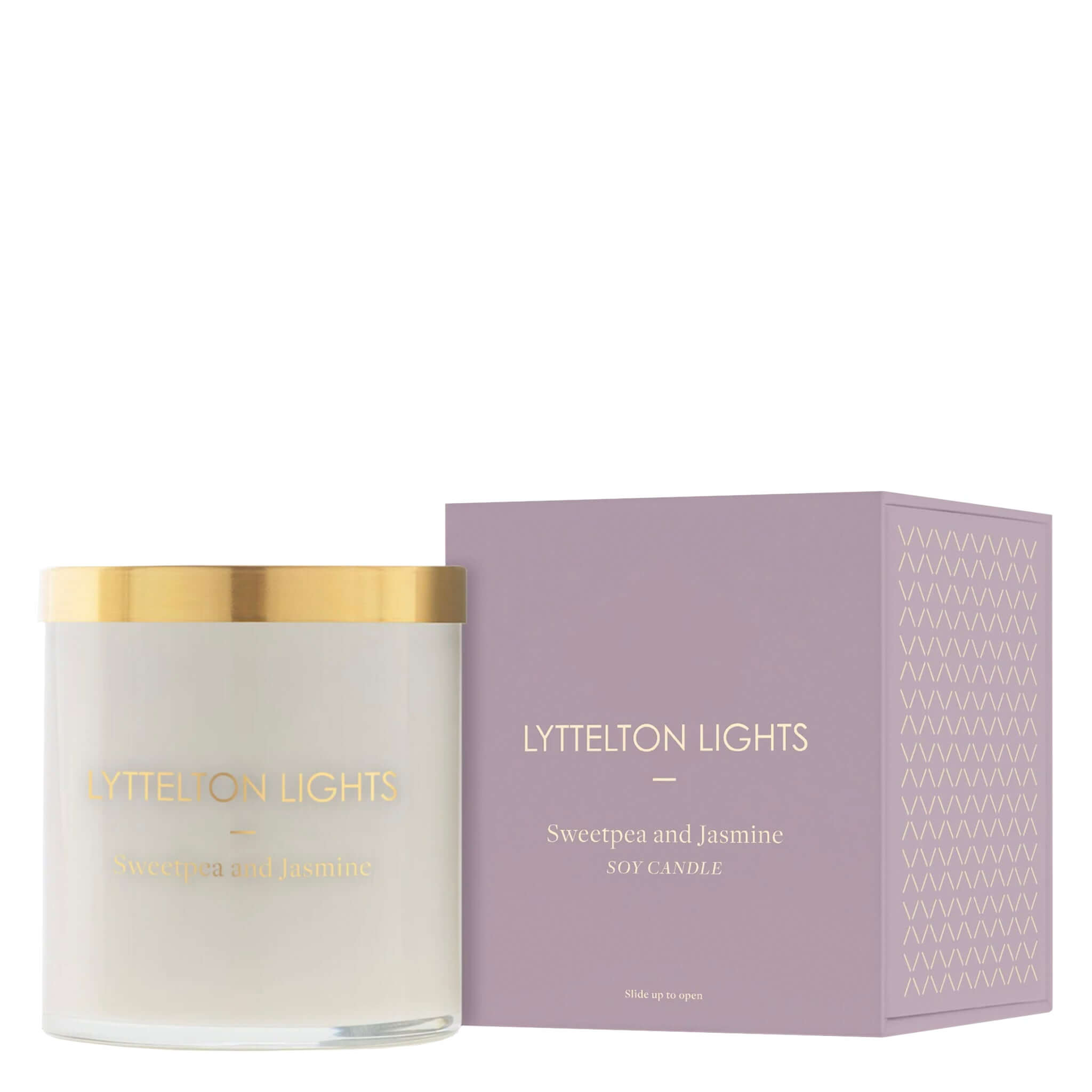 Lyttelton Lights candle with packaging on a white background