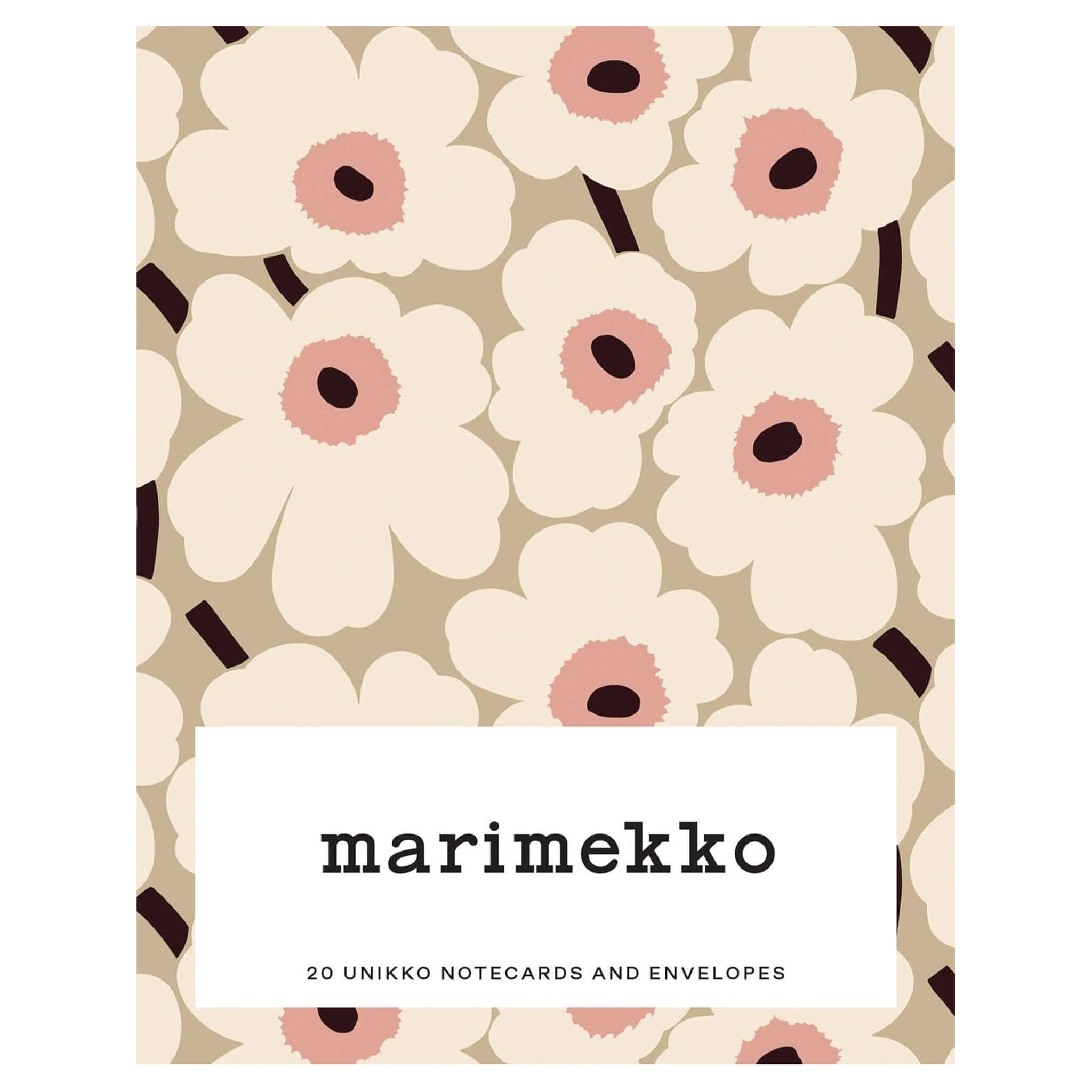 Marimekko - Pastels Notecard & Envelope Set with Unikko floral pastel design, 20 assorted blank notecards and envelopes