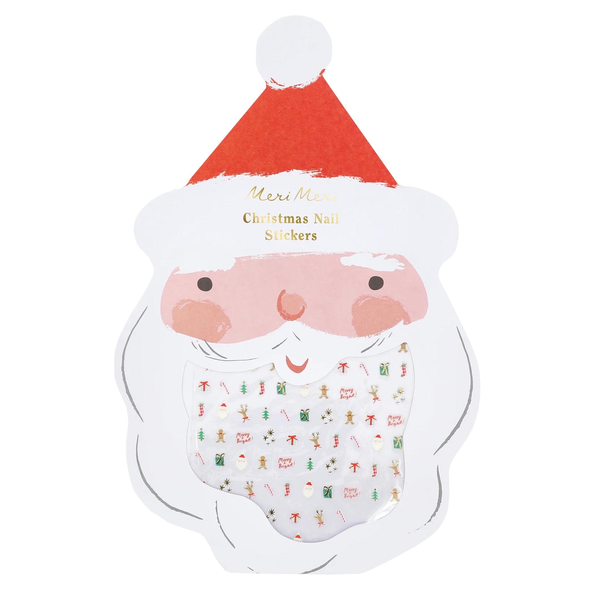 Christmas nail stickers with Santa Claus design on a white background