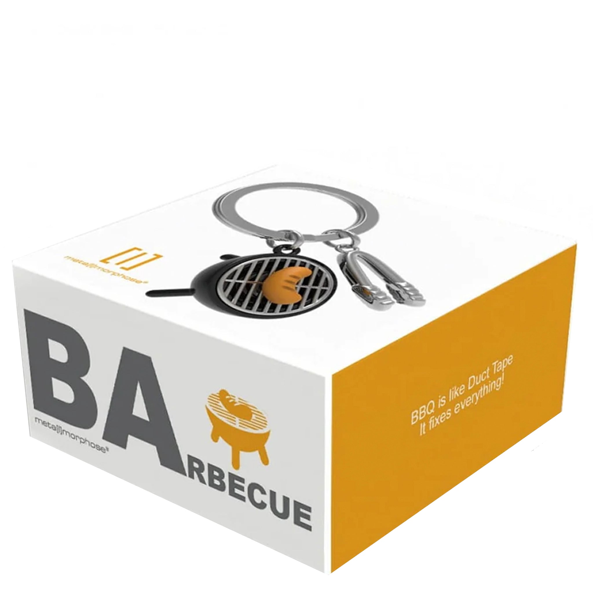 Keychain with grill design on a 'Barbecue' branded box