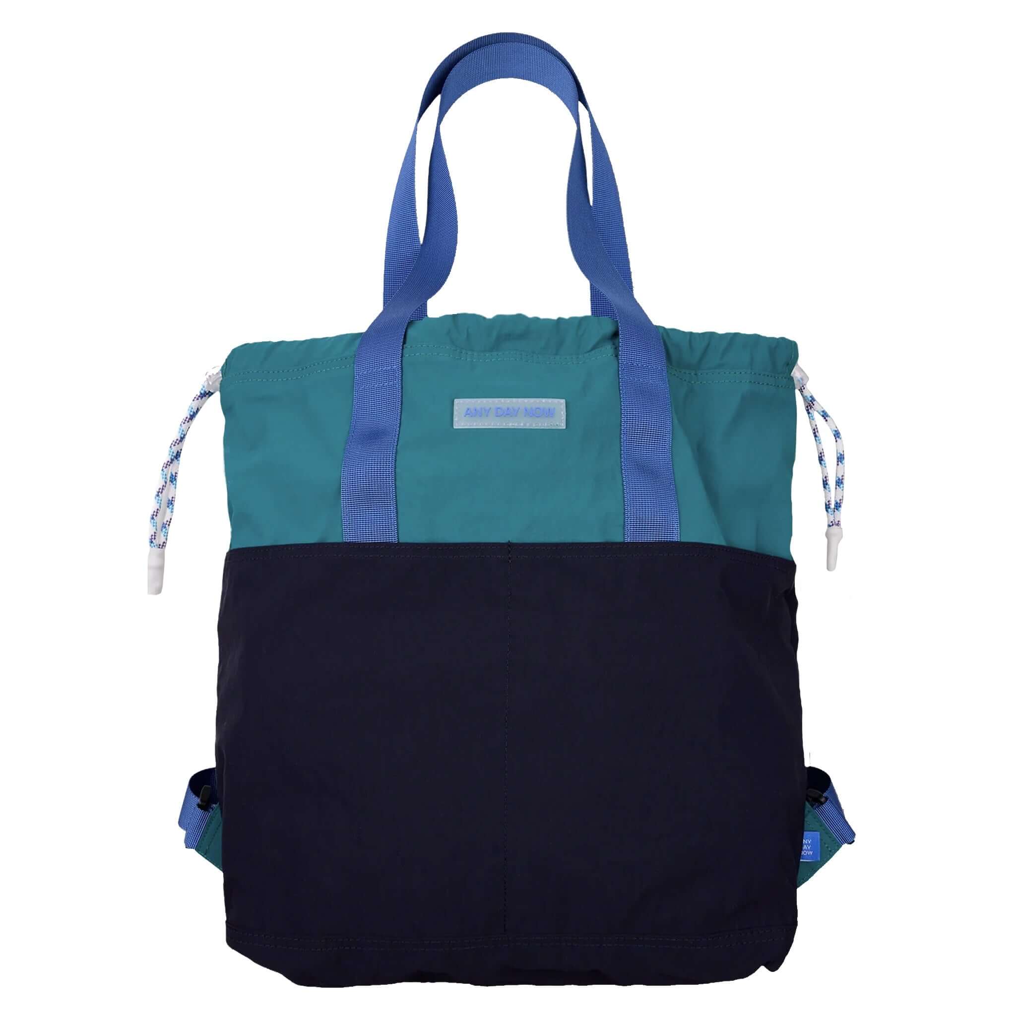 Milligram Any Day Now Any Day Backpack - Navy & Blue in colorblock design featuring navy and blue with blue webbing.