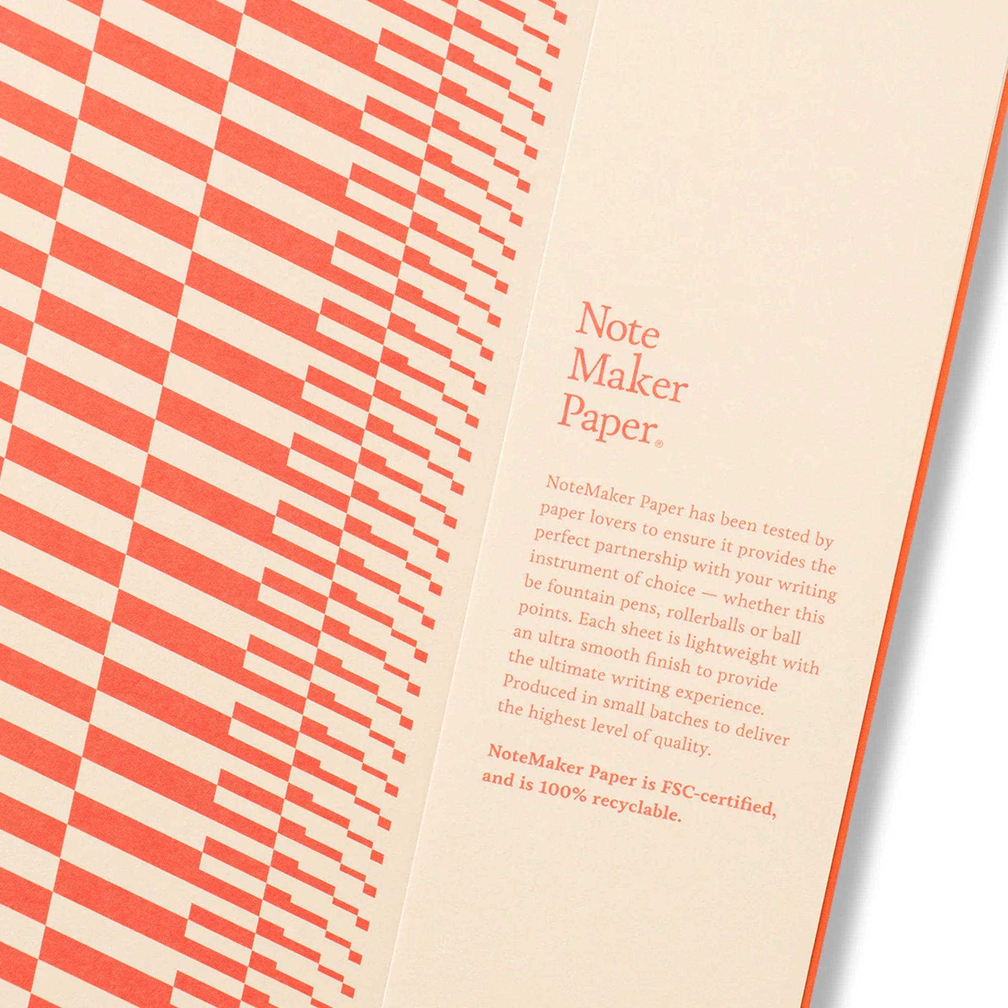 Note Maker Paper with red and white pattern and text on a white background